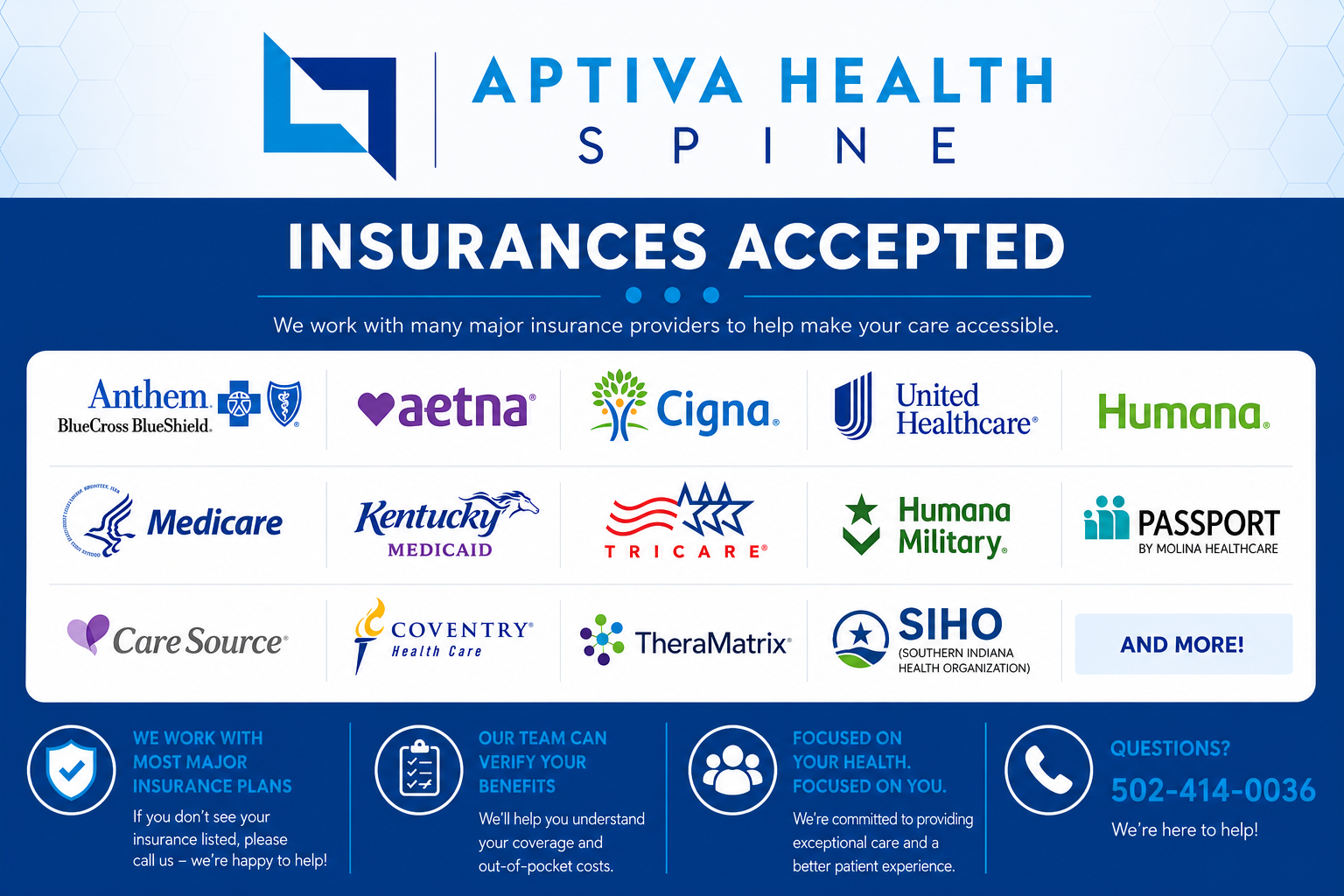 Insurances Accepted at Aptiva Health Spine