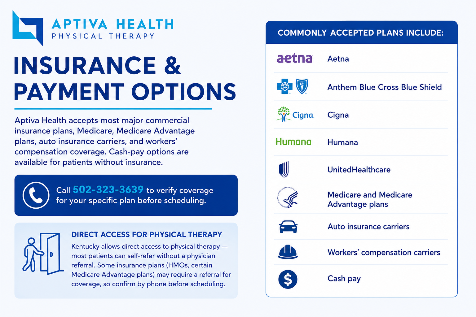 Insurance Options at Aptiva Health Physical Therapy Middletown