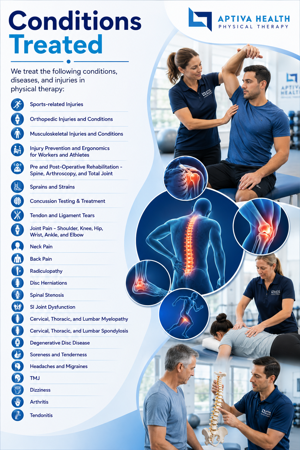 Conditions Treated at Aptiva Health Physical Therapy