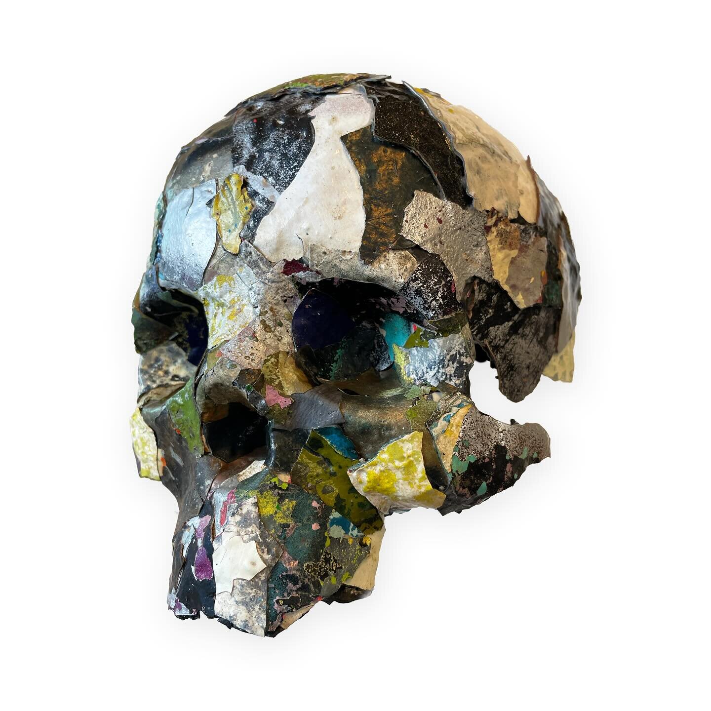 Skull VII is a skull sculpture 125% of lifesize. This one is made from graffiti paint chips found in the area around the @straatmuseum in the north of Amsterdam. A vibrant area with a lot of graffiti streetart going on. It&rsquo;s changing every day.
