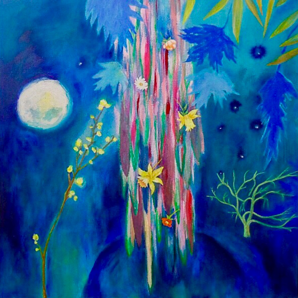 Clare Oliveras, Night Garden , 30" x 30", acrylic & oil on canvas