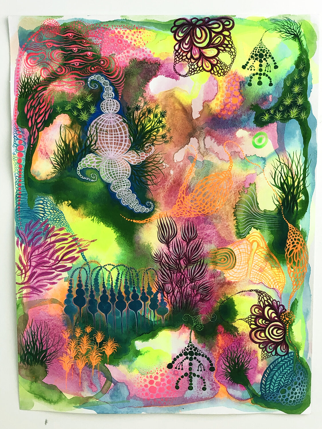 Carrie Lederer, Botanical Meditations, 2021, Acryla gouache on paper, 12 x 10"