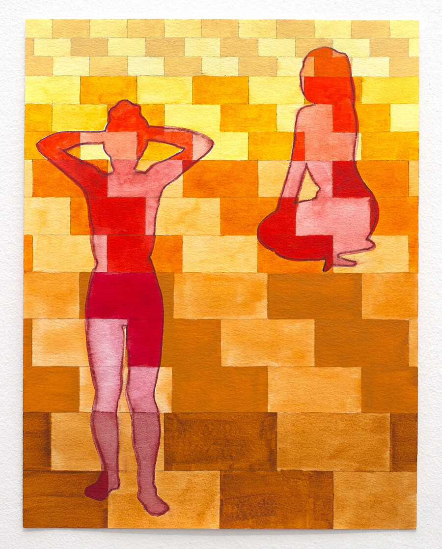  Caetlynn Booth, Figure Ground II, 2021, Watercolor and gouache on paper, 12 x 10”