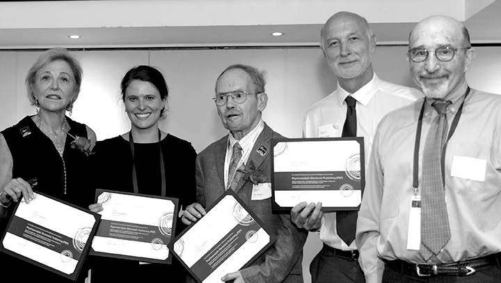 Pep’s Board of Director winners: Nadine Levinson, Chiara Tuckett, Paul Mosher, Peter Fonagy (Not pictured: Alice Bartlett and Nasir Ilahi ) and Trustee William Myerson