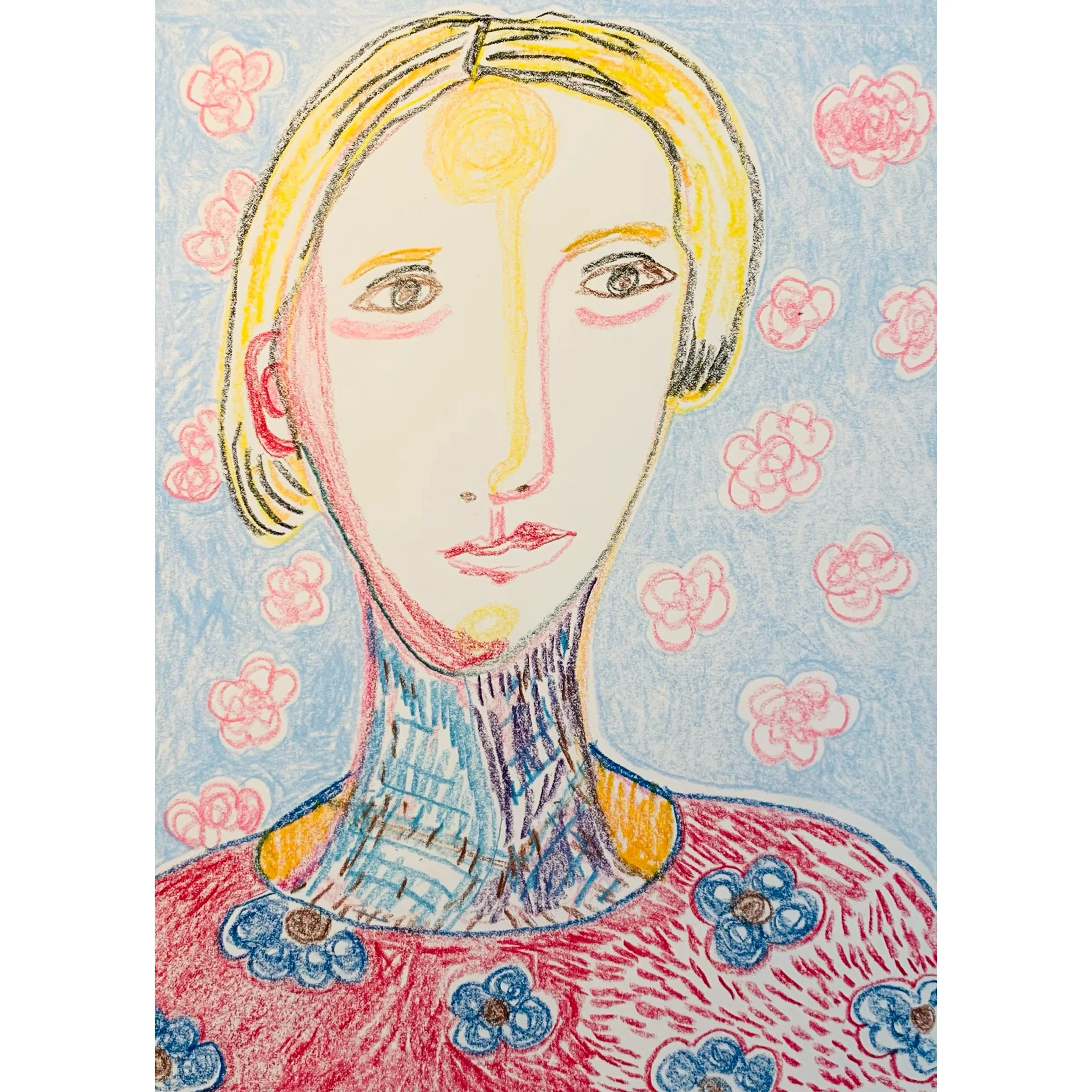  happy souls 9, carandache on paper, 42x34cm 