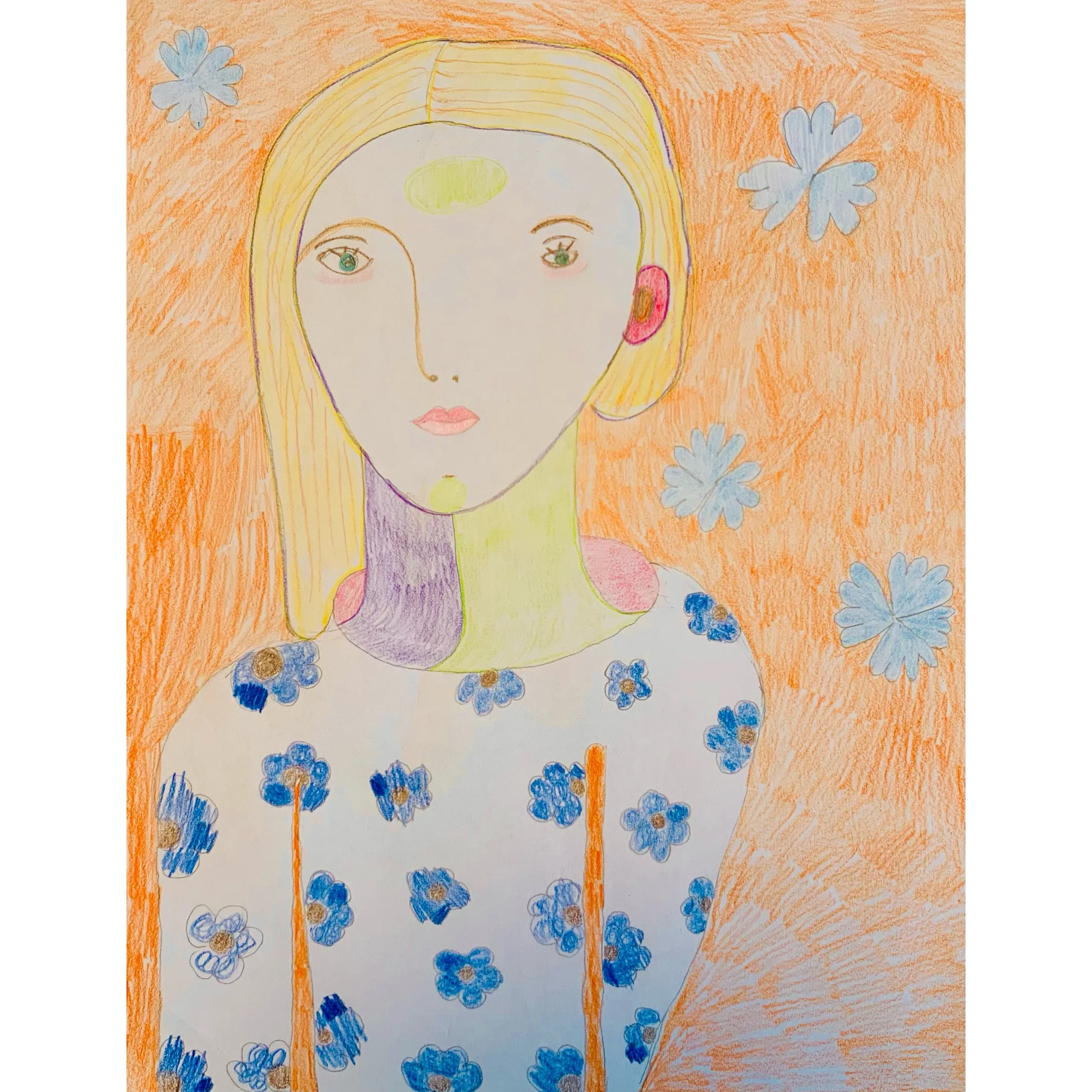  happy souls 8, carandache on paper, 42x34cm 