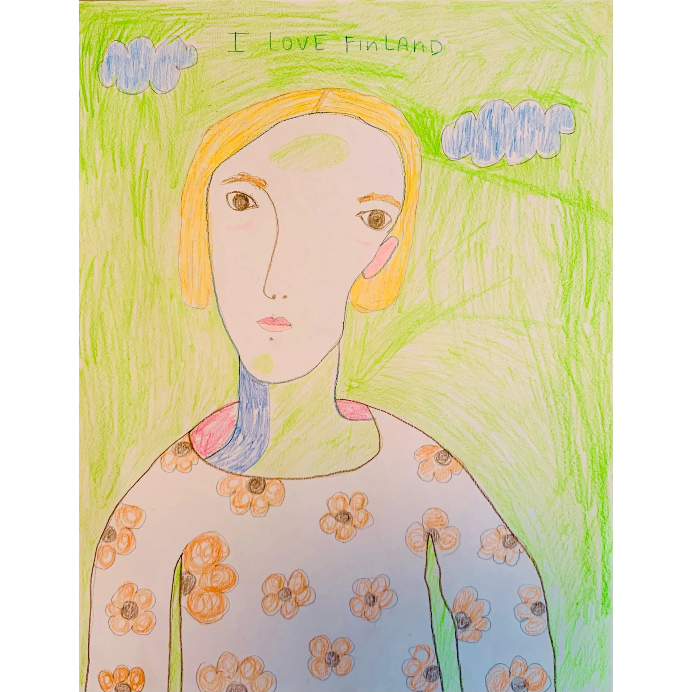  happy souls 12, carandache on paper, 42x34cm 