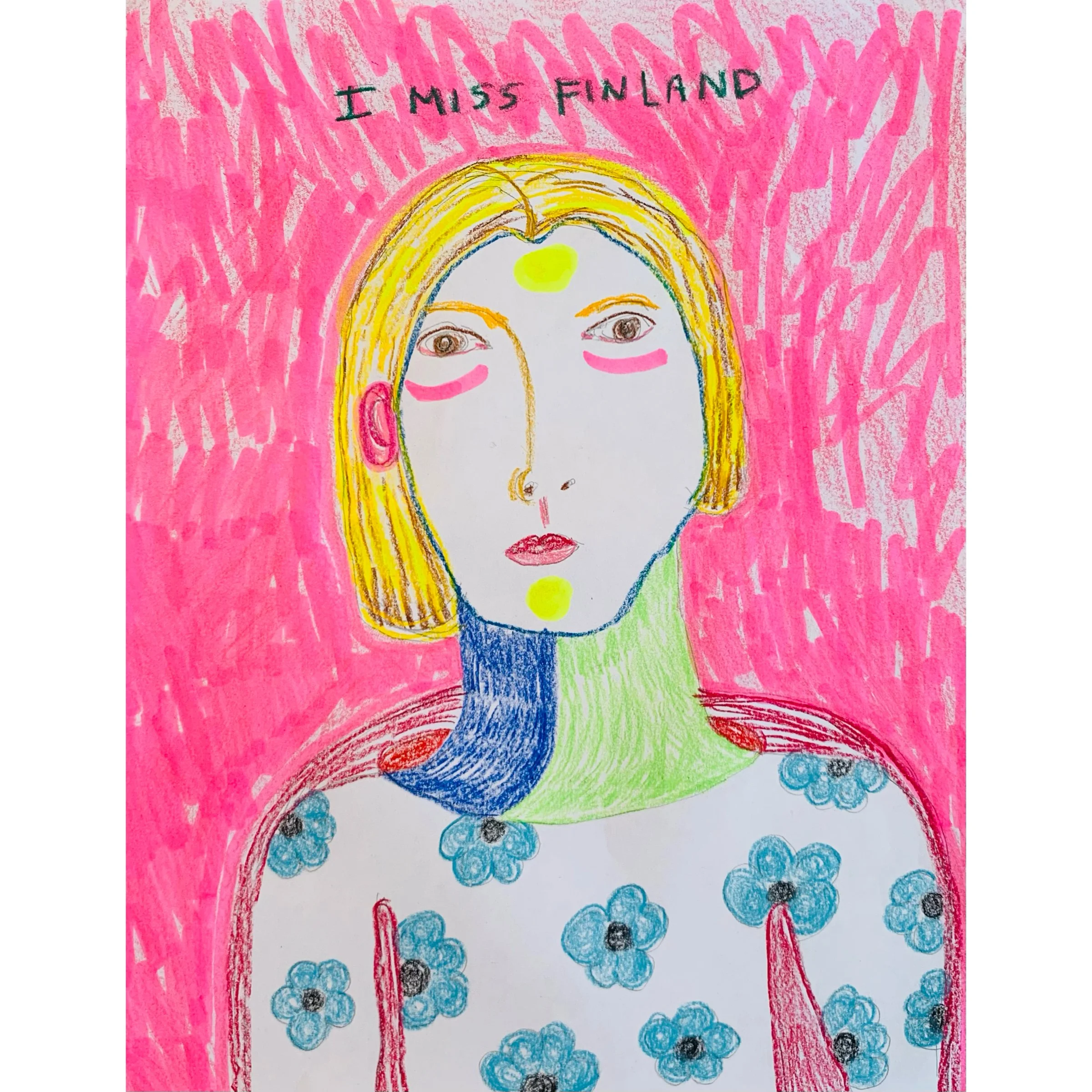  happy souls 1, carandache on paper, 42x34cm 