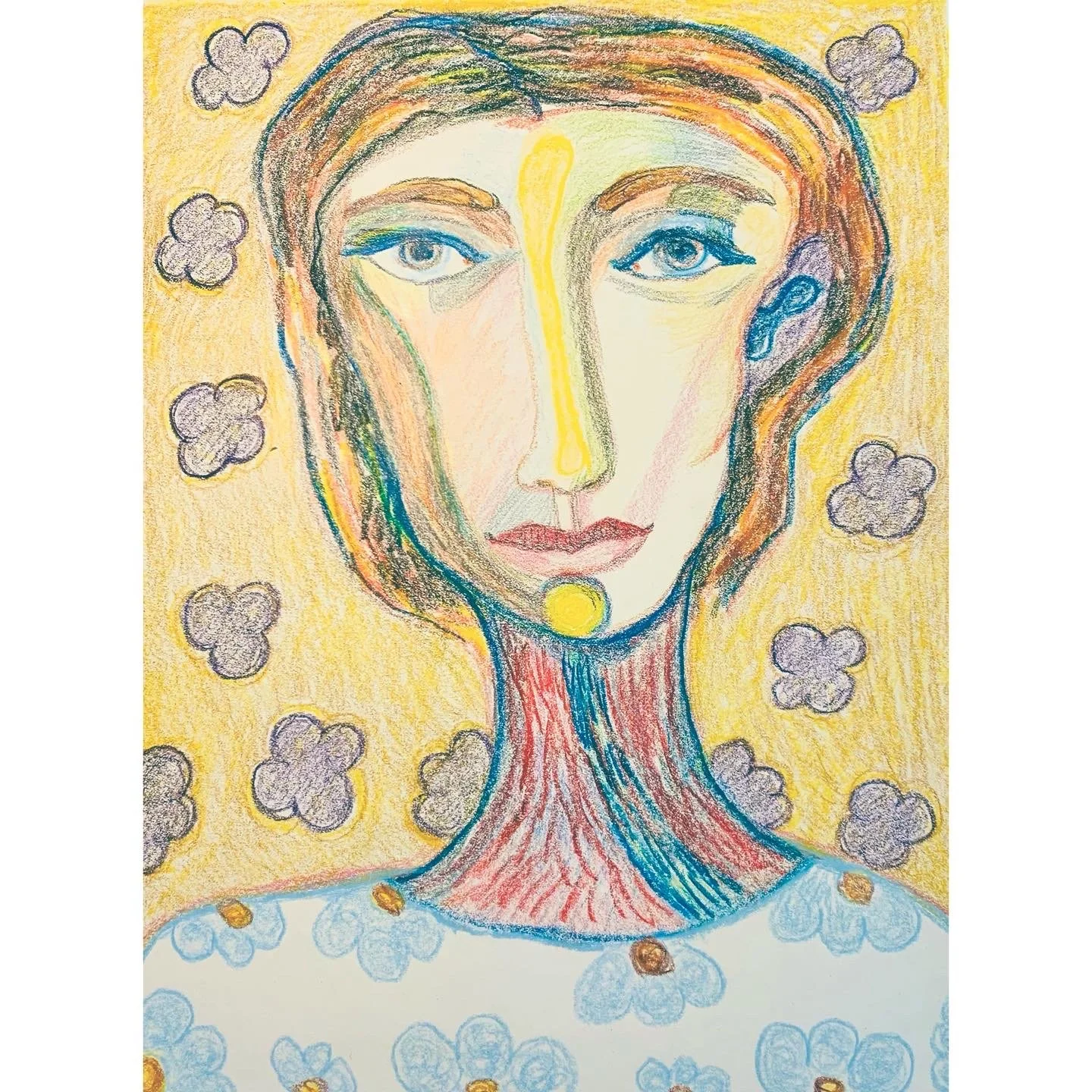  happy souls 5, carandache on paper, 42x34cm 