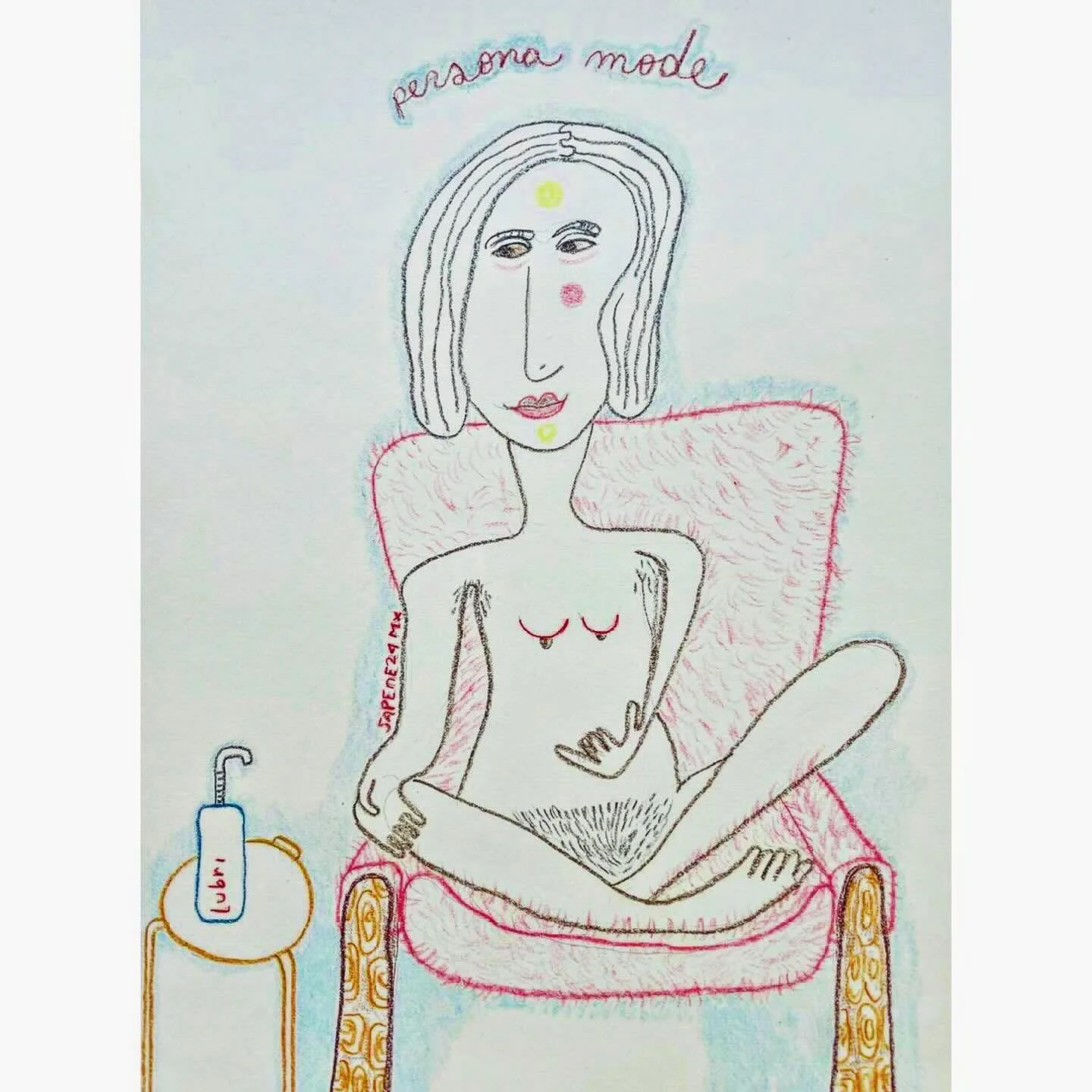  charlotte unique 2, wax pencil on paper, 9x11 in 