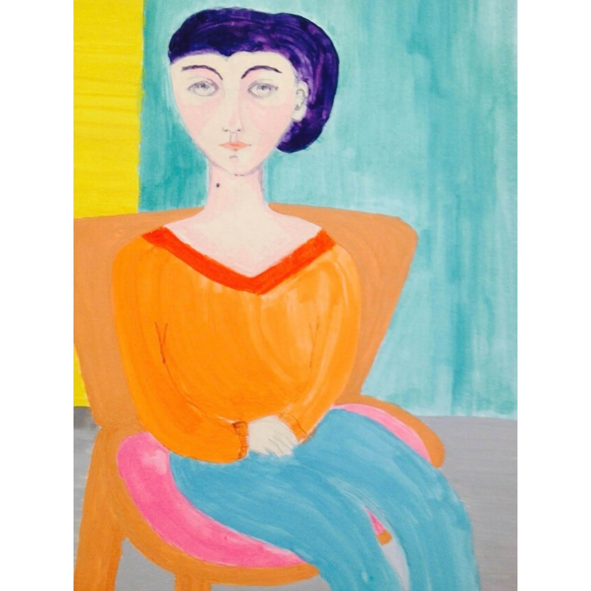  frida, guache on paper, 8.5x11 in 