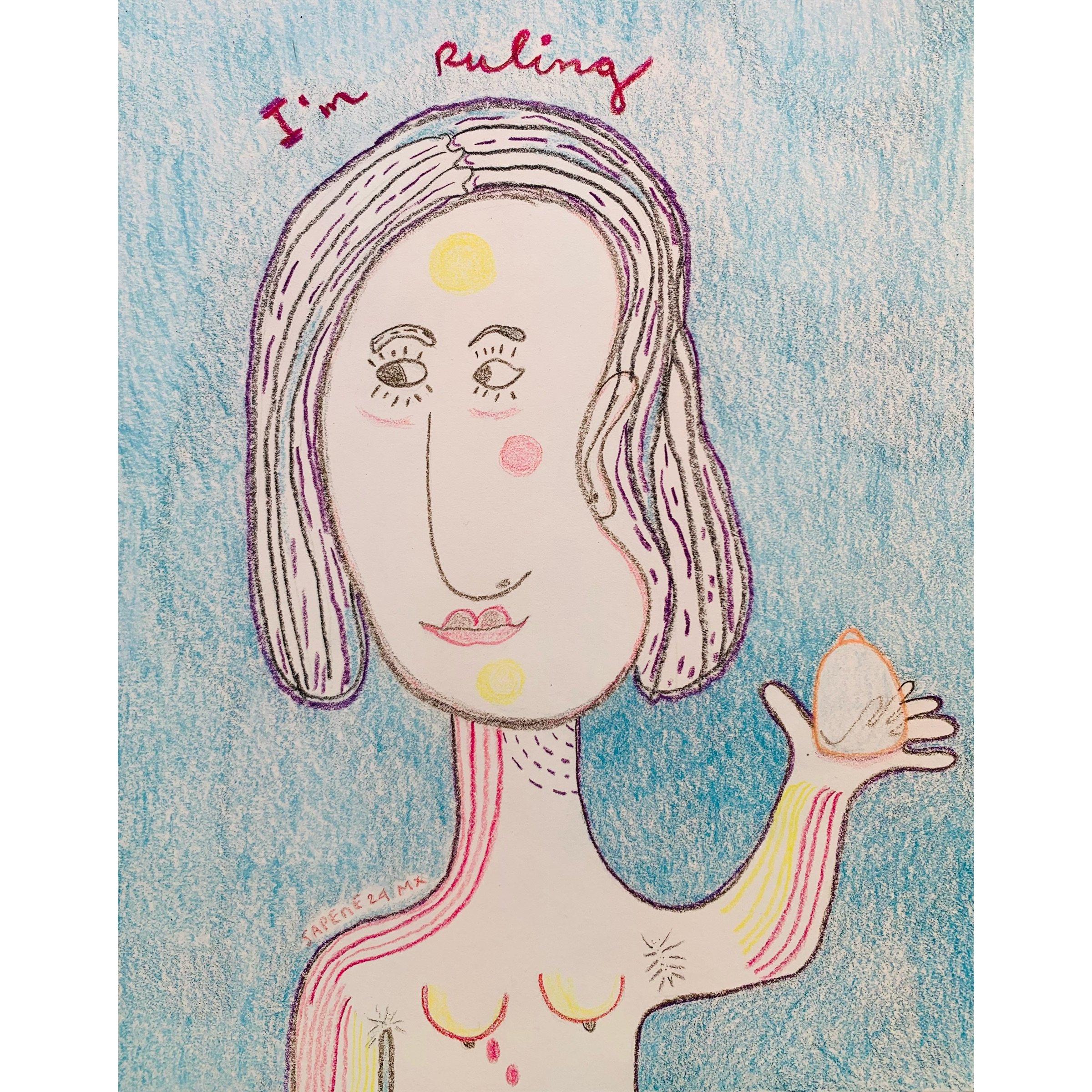  charlotte unique 3, wax pencil on paper, 9x11 in 