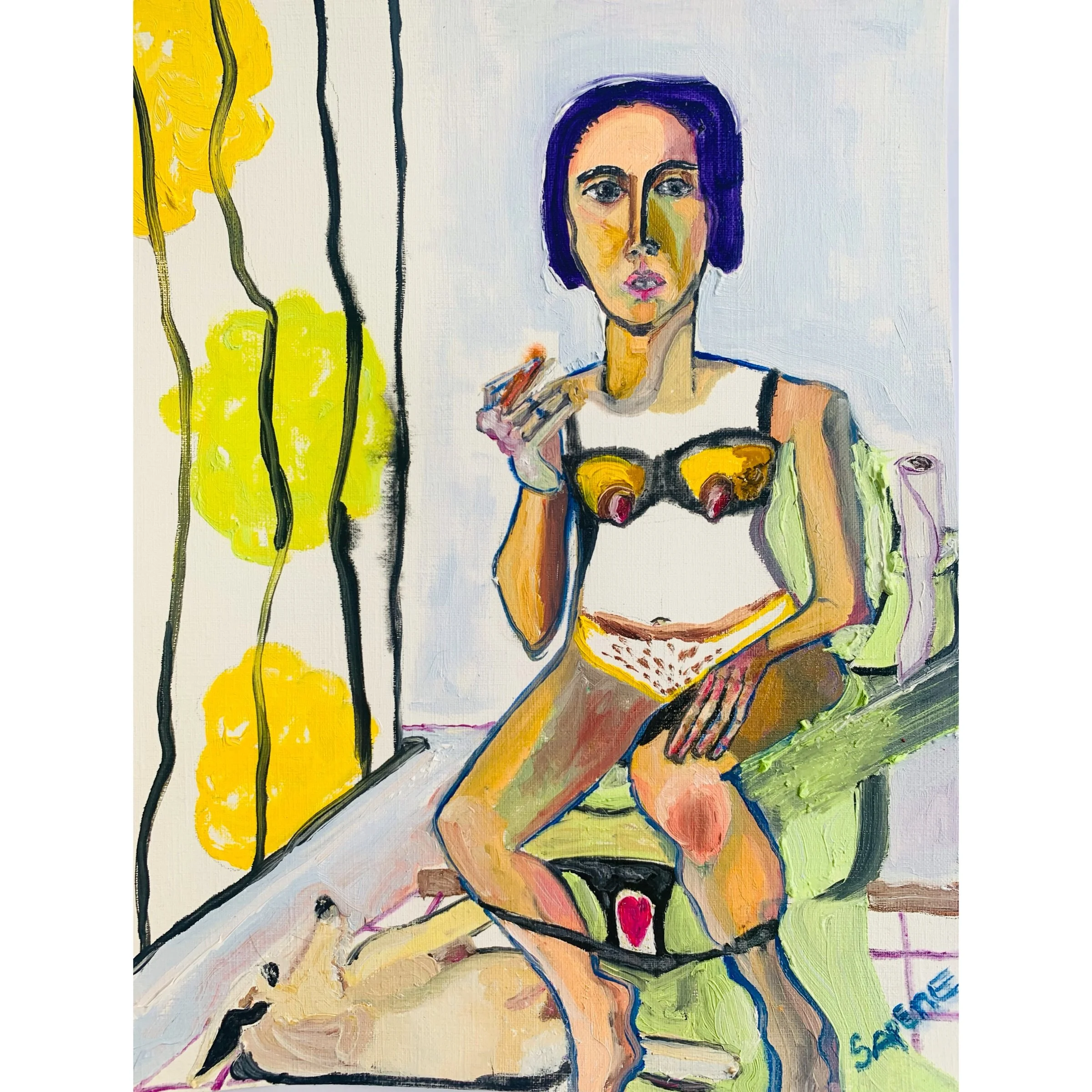  femme. cumacaru, oil on paper, 9x12 in 