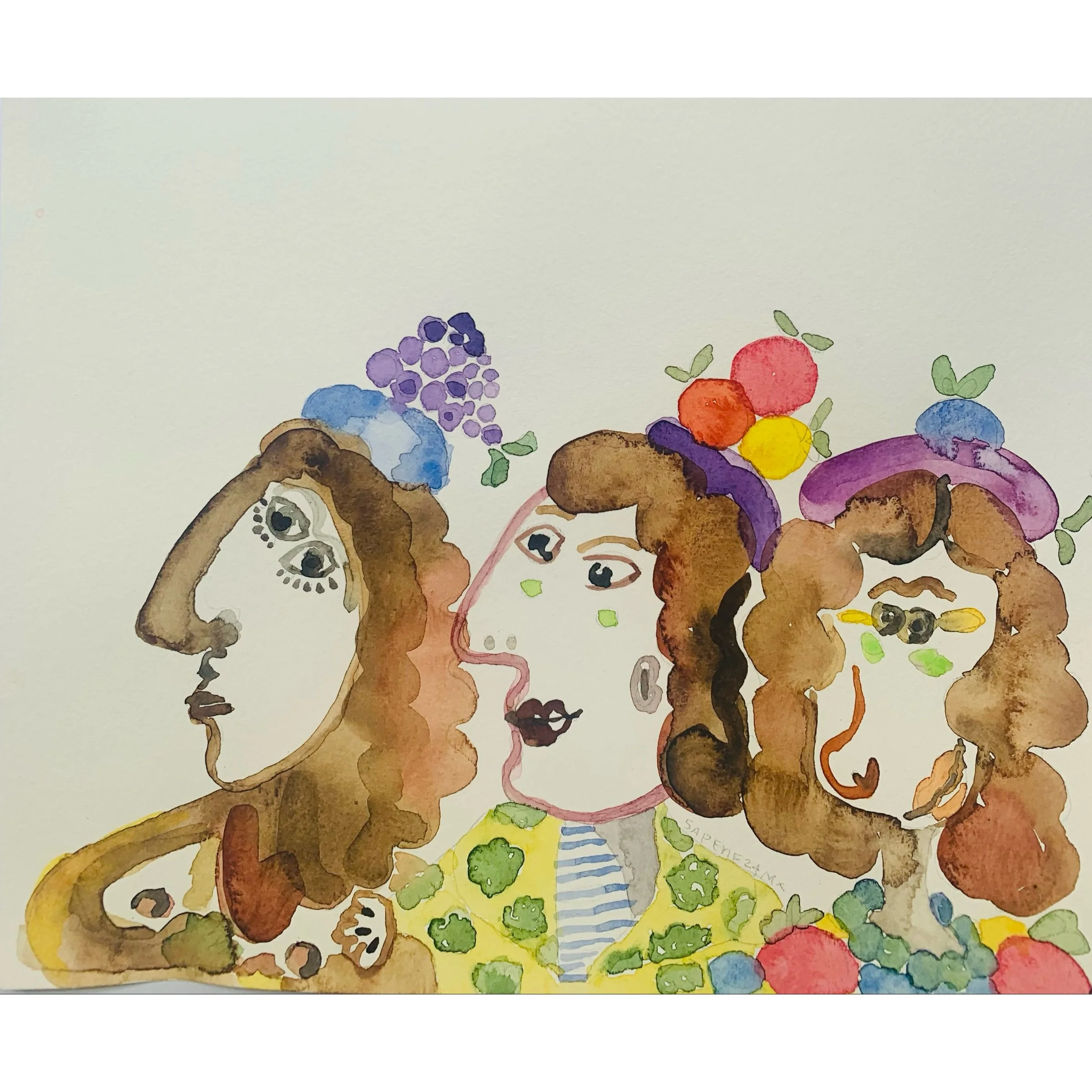  soy frances ha 15. Water color on paper. 9X12 cm 