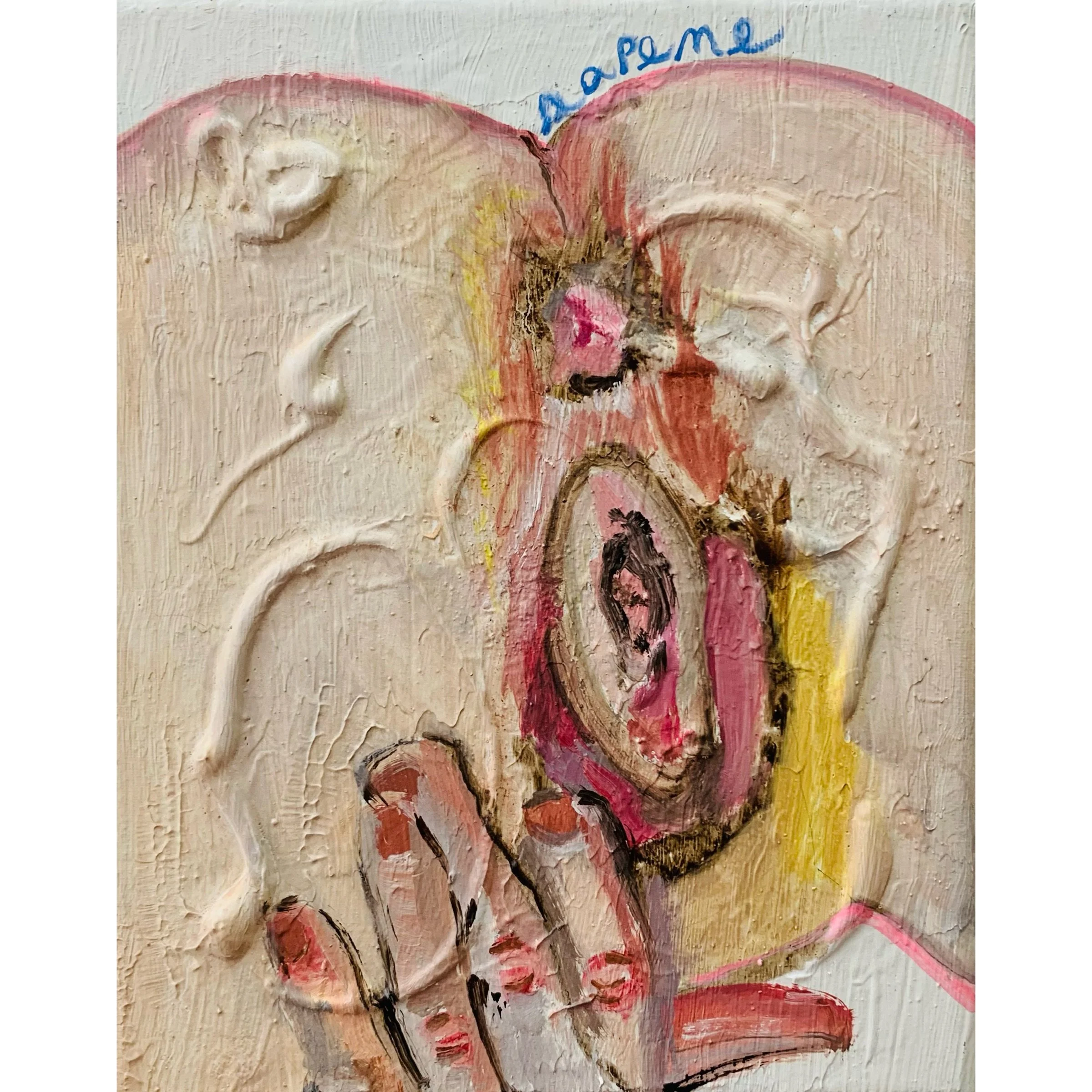  it's ok: Sin Tabúes. oil on canvas. 20x25.5 cm 8x10 in  “It’s OK: Sin Tabúes” se sumerge en la esencia de la liberación personal a través de la aceptación del cuerpo femenino sin reservas. Esta obra, perteneciente a la serie ‘It’s OK’, destaca por 