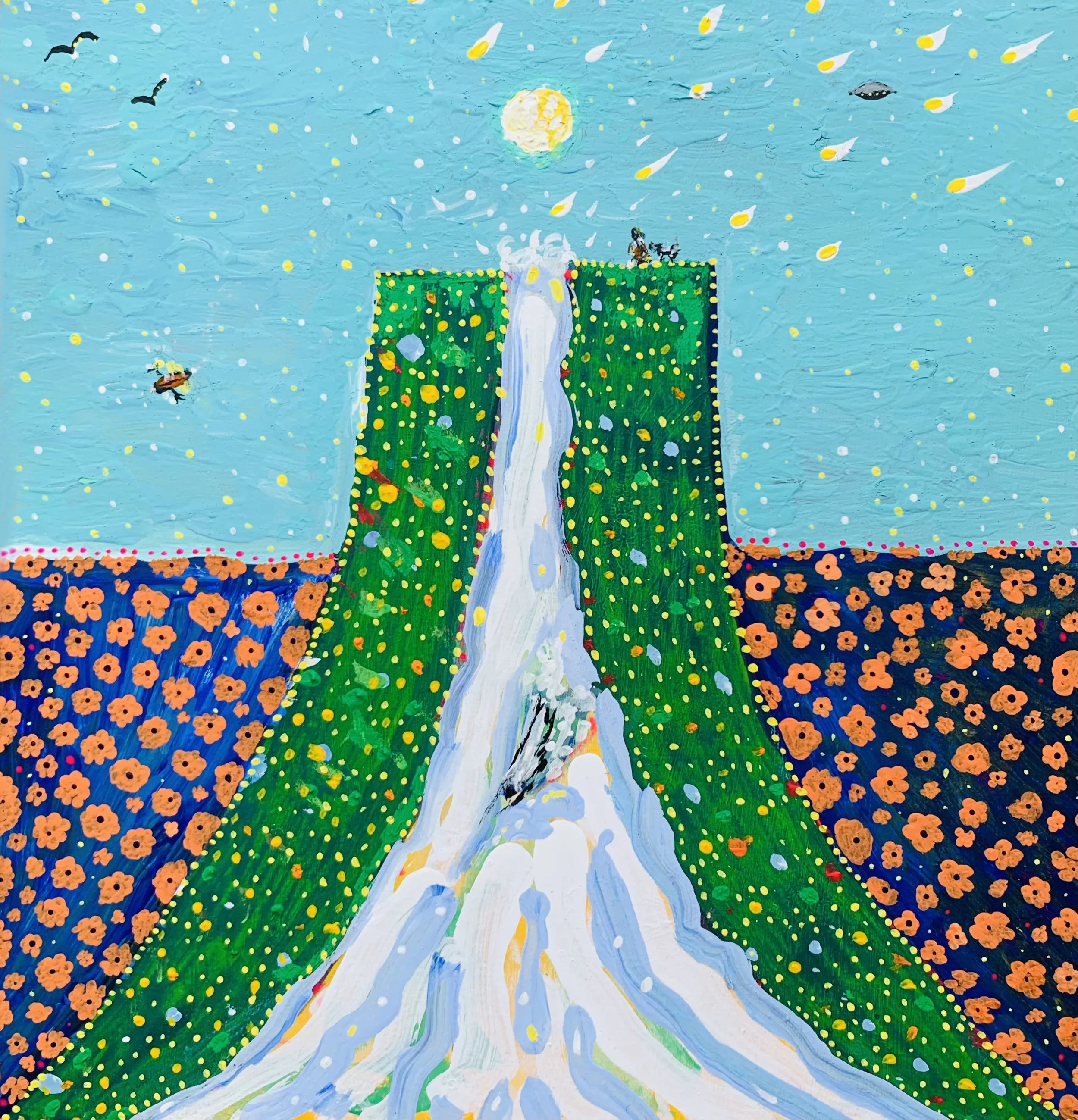  Kavanayén, let go #1. 2025  Gouache on paper 9 x 9 in 22.9 x 22.9 cm 