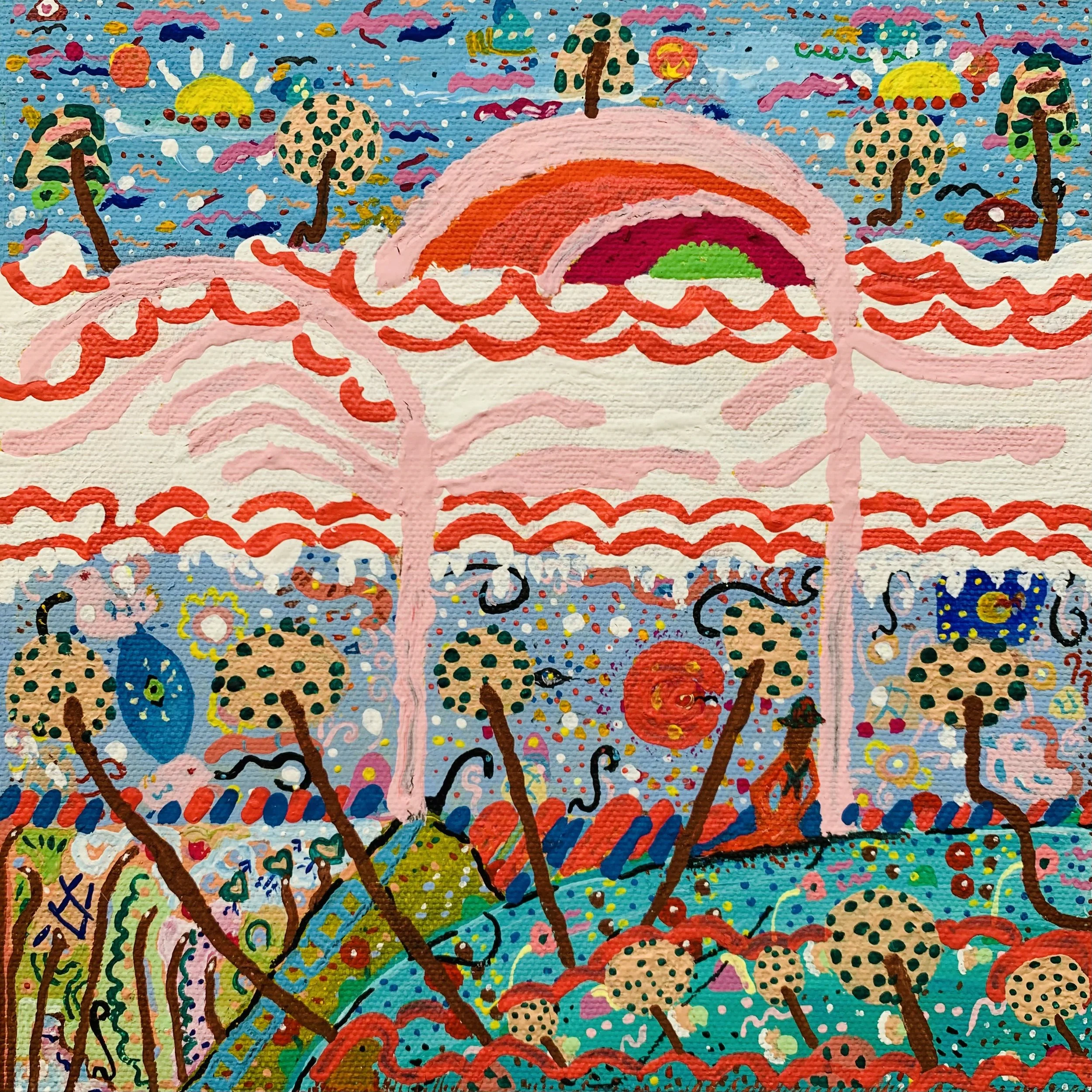 Kavanayén, observatorio astral río Orinoco. 2025 Gouache on canvas 8.5 × 8.5 in 21 × 21 cm