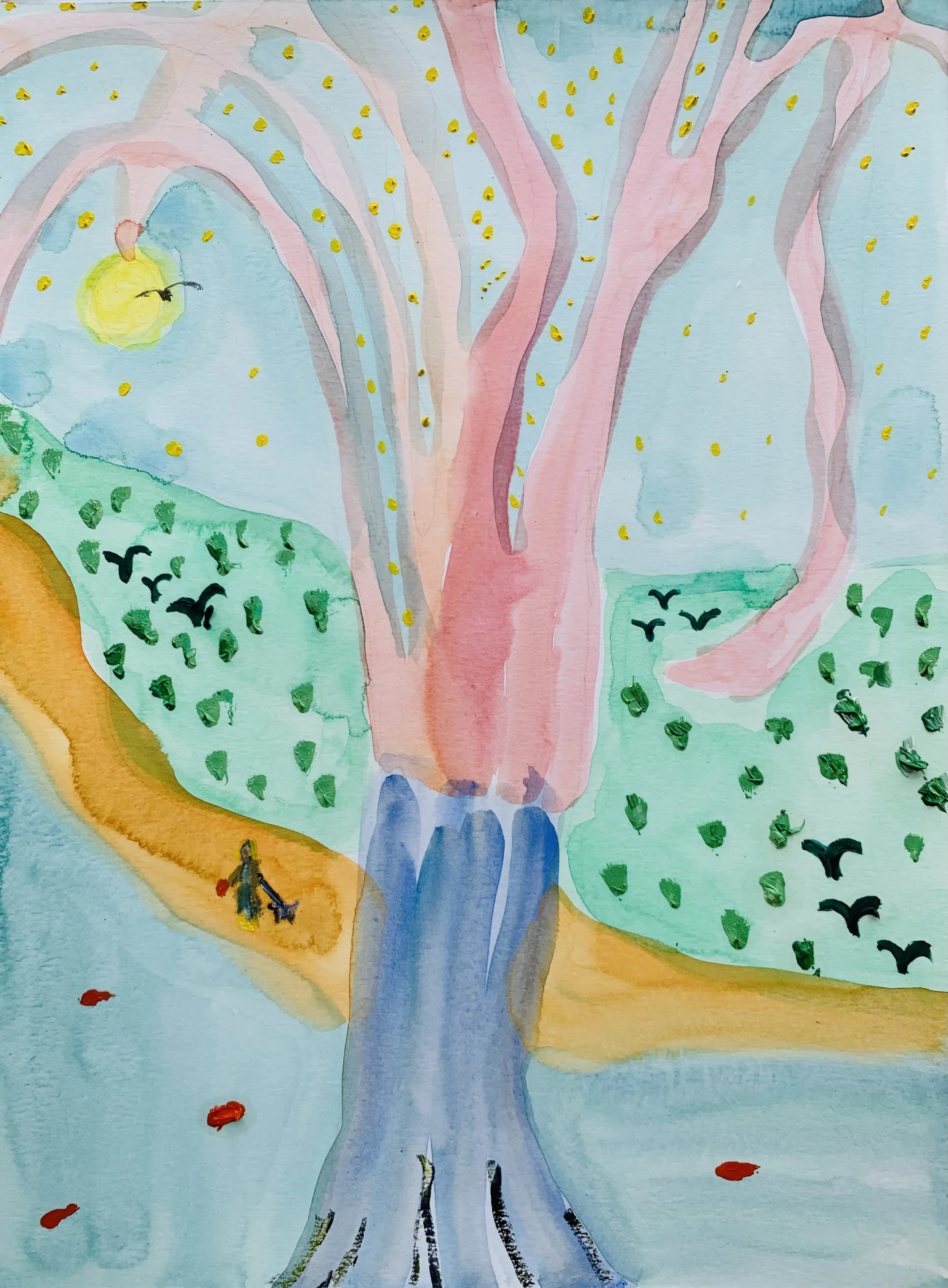 Kavanayén, el árbol de caucho. 2025 Water color and oil on paper 9 x 12 in 22.9 x 30.5 cm