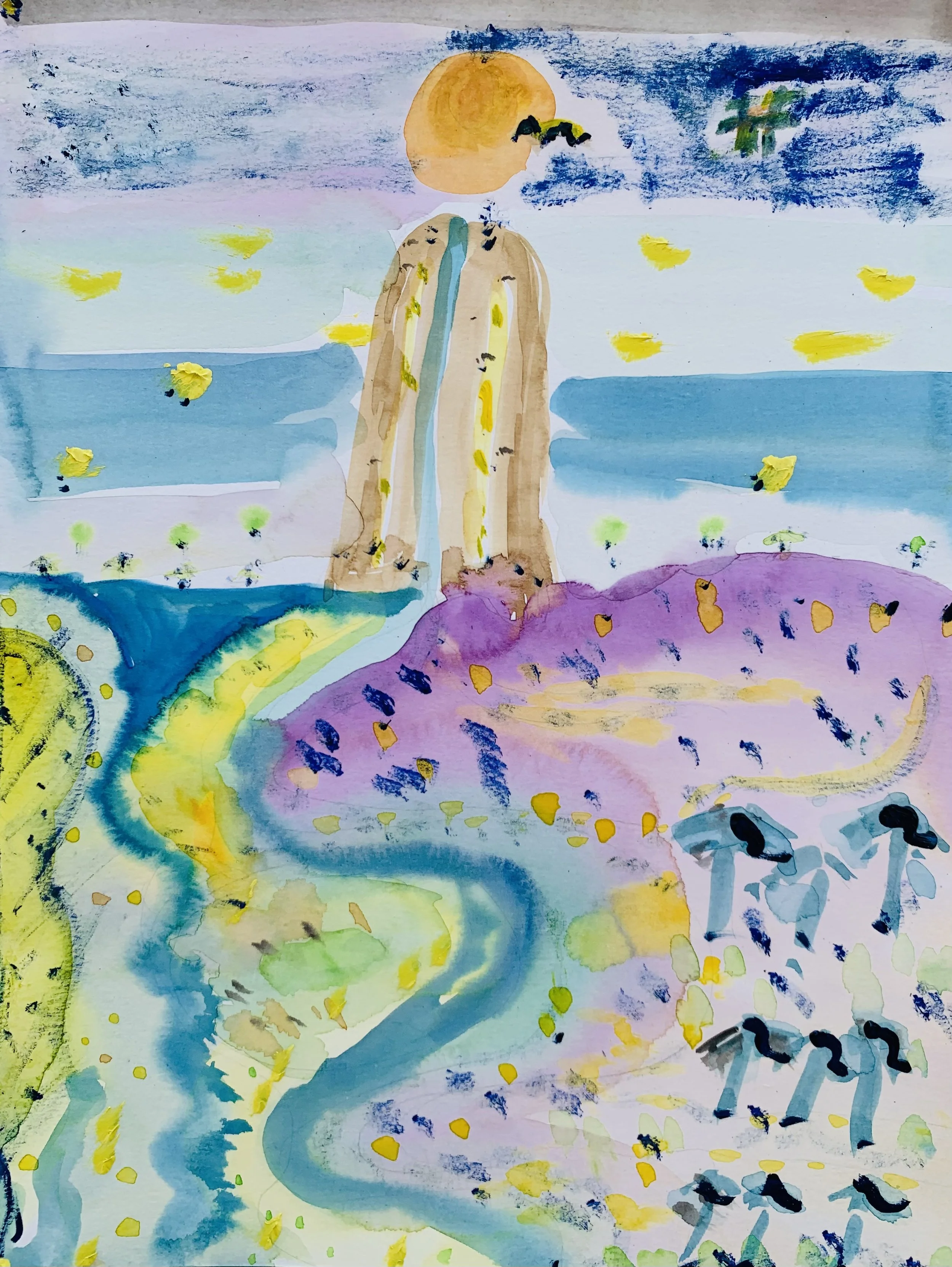 Kavanayén, Salto Ángel in a dream, 2025 Water color and oil on paper 9 x 12 in 22.9 x 30.5 cm