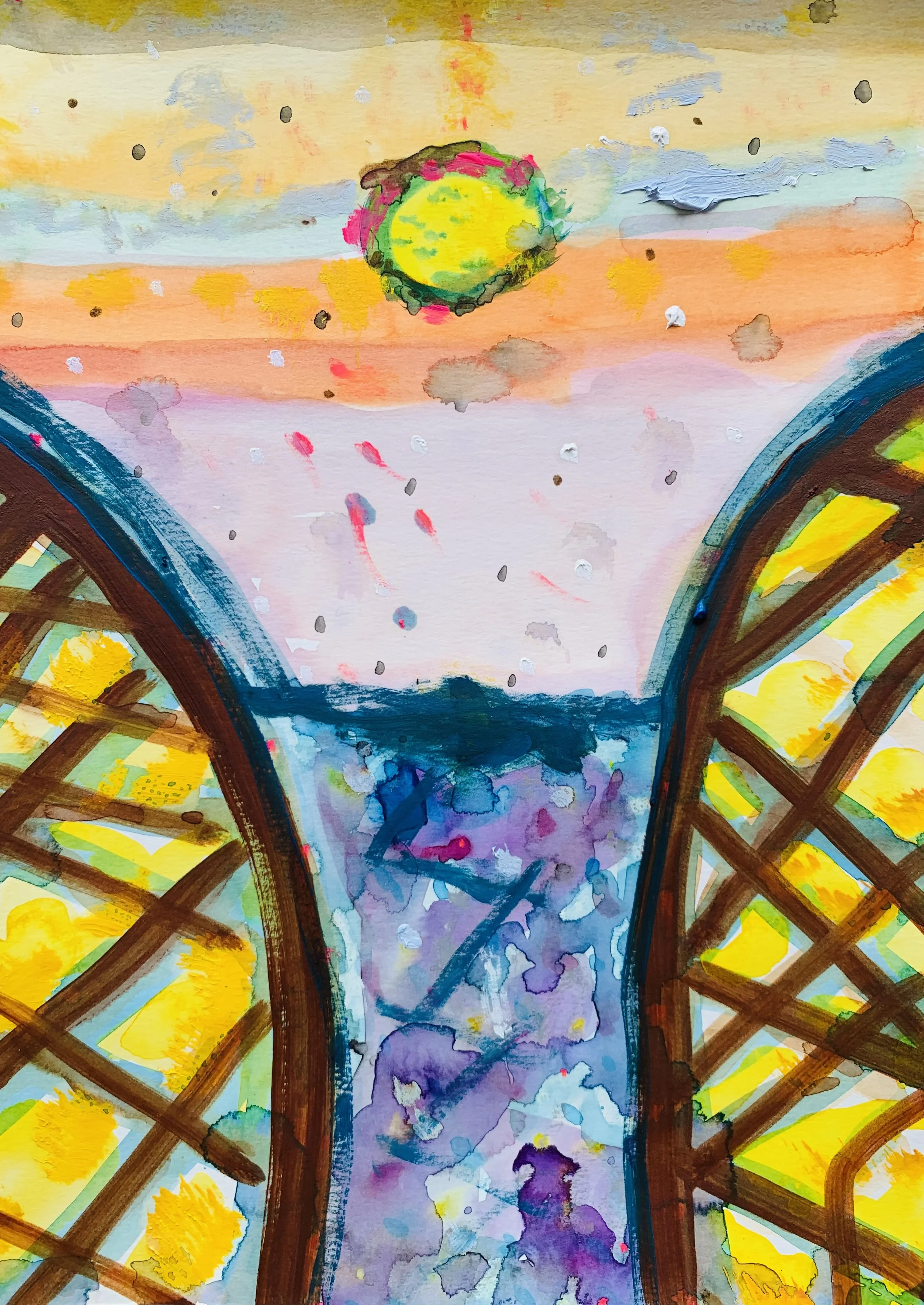 Kavanayén, en la cueva, 2025 Water color and oil on paper 9 x 12 in 22.9 x 30.5 cm