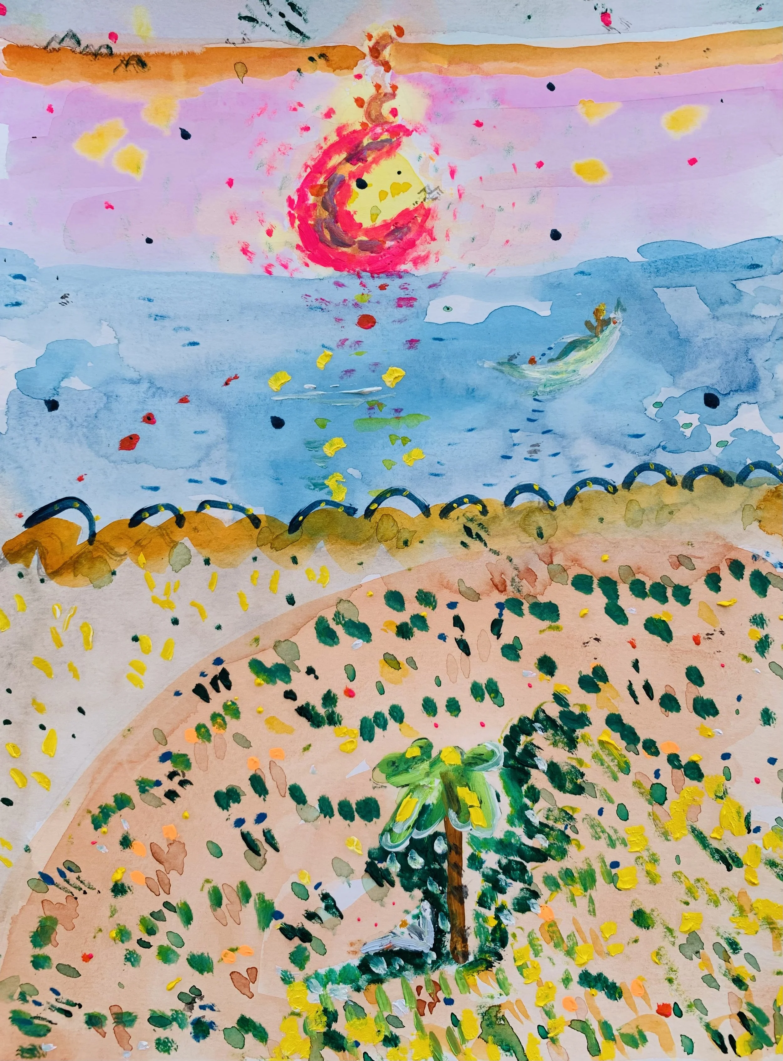 Kavanayén, Chichirivichi en mi churuata, 2025 Water color and oil on paper 9 x 12 in 22.9 x 30.5 cm