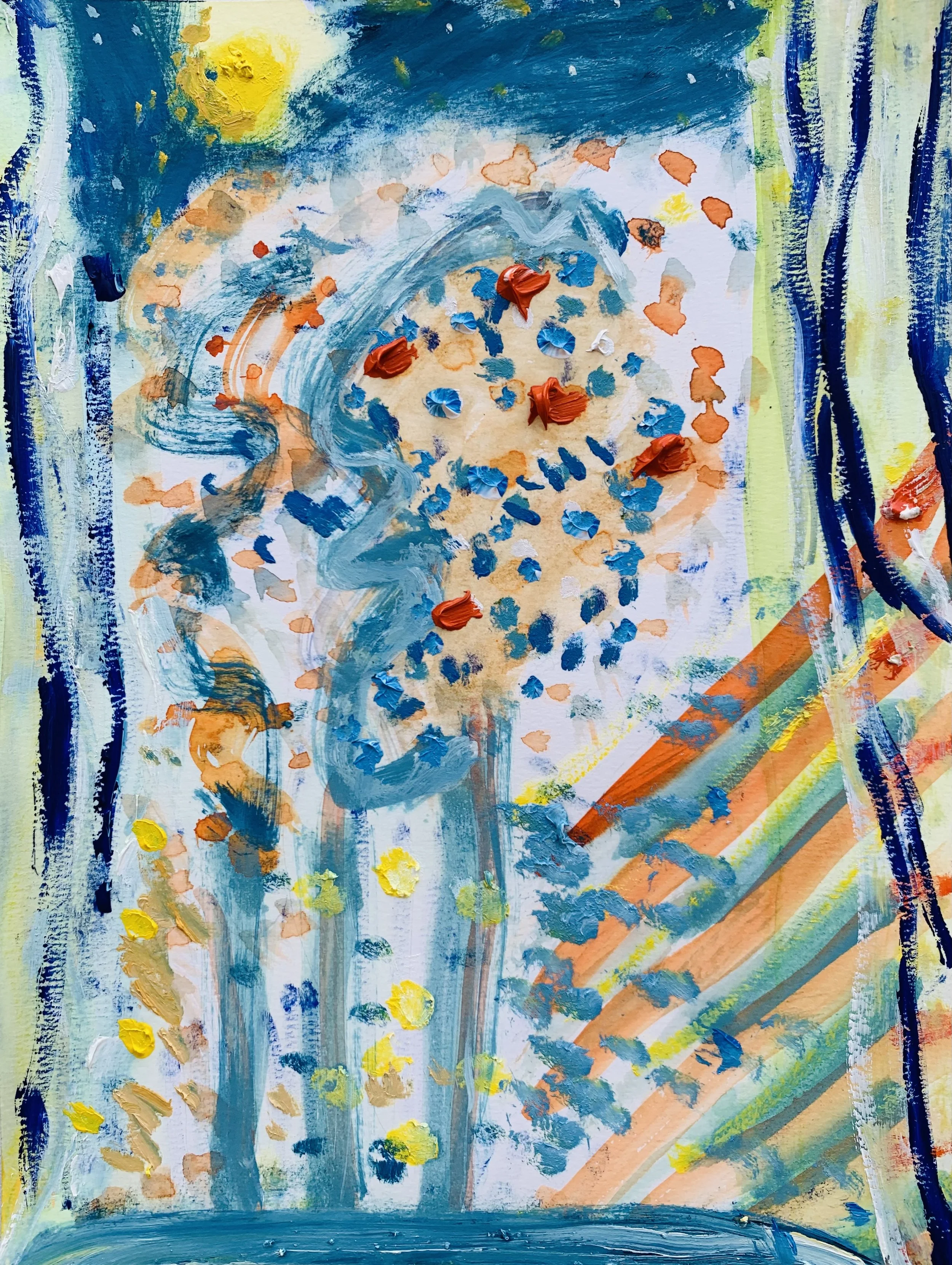 Kavanayén, la ventana. 2025 Water color and oil on paper 9 x 12 in 22.9 x 30.5 cm