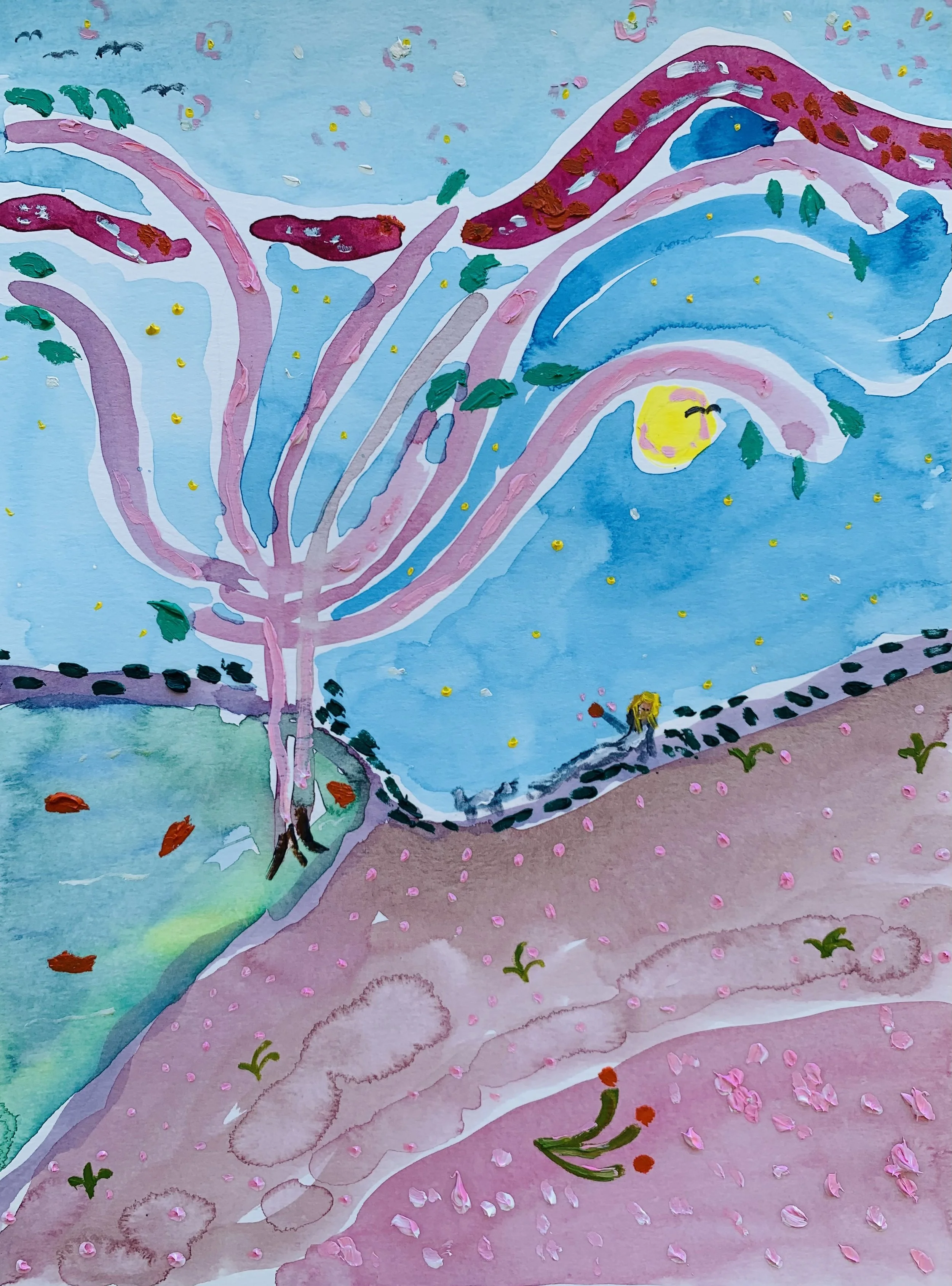 Kavanayén, flor de caucho. 2025 Water color and oil on paper 9 x 12 in 22.9 x 30.5 cm
