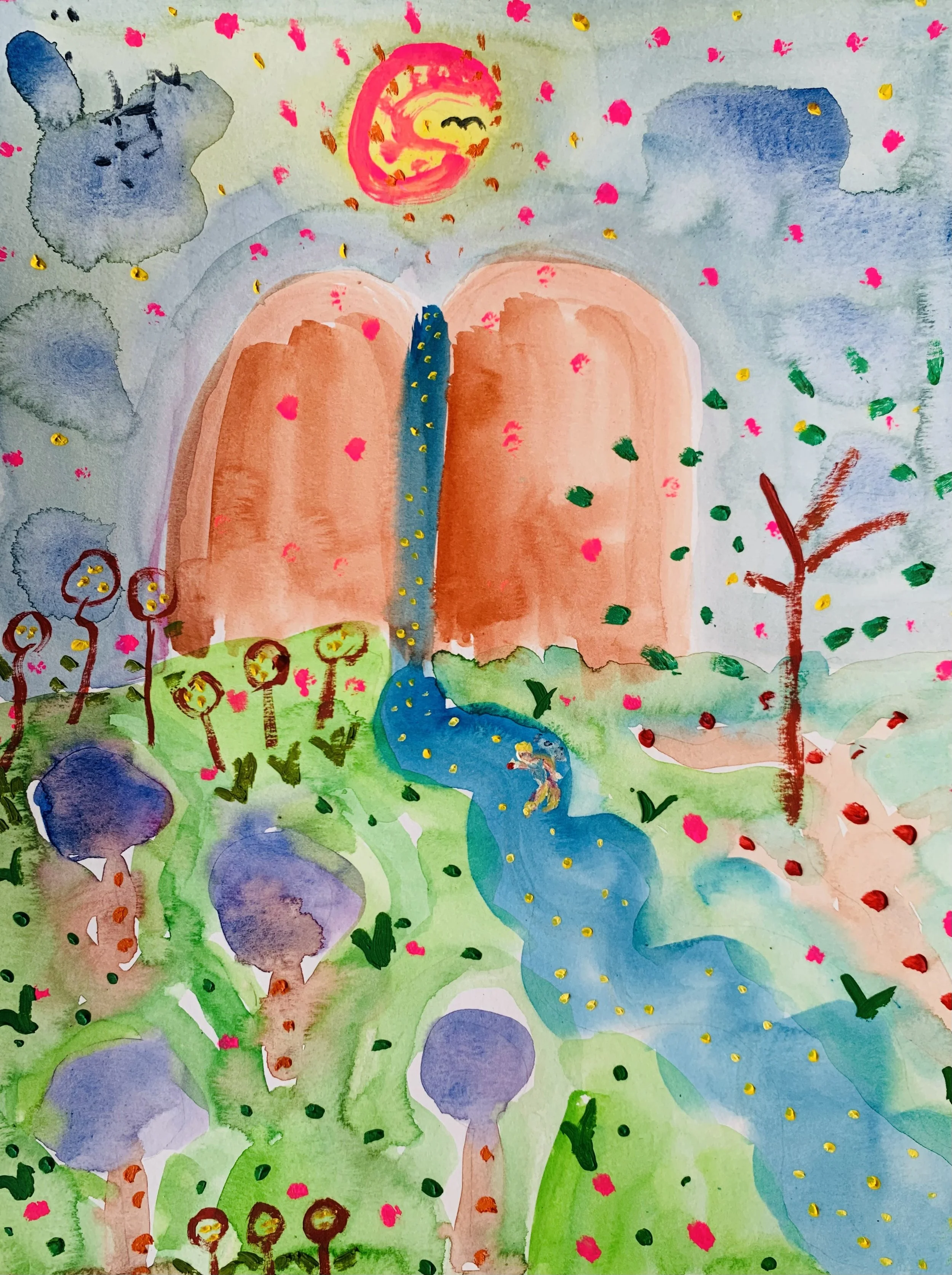 Kavanayén, flotando en el Orinoco. 2025 Water color and oil on paper 9 x 12 in 22.9 x 30.5 cm