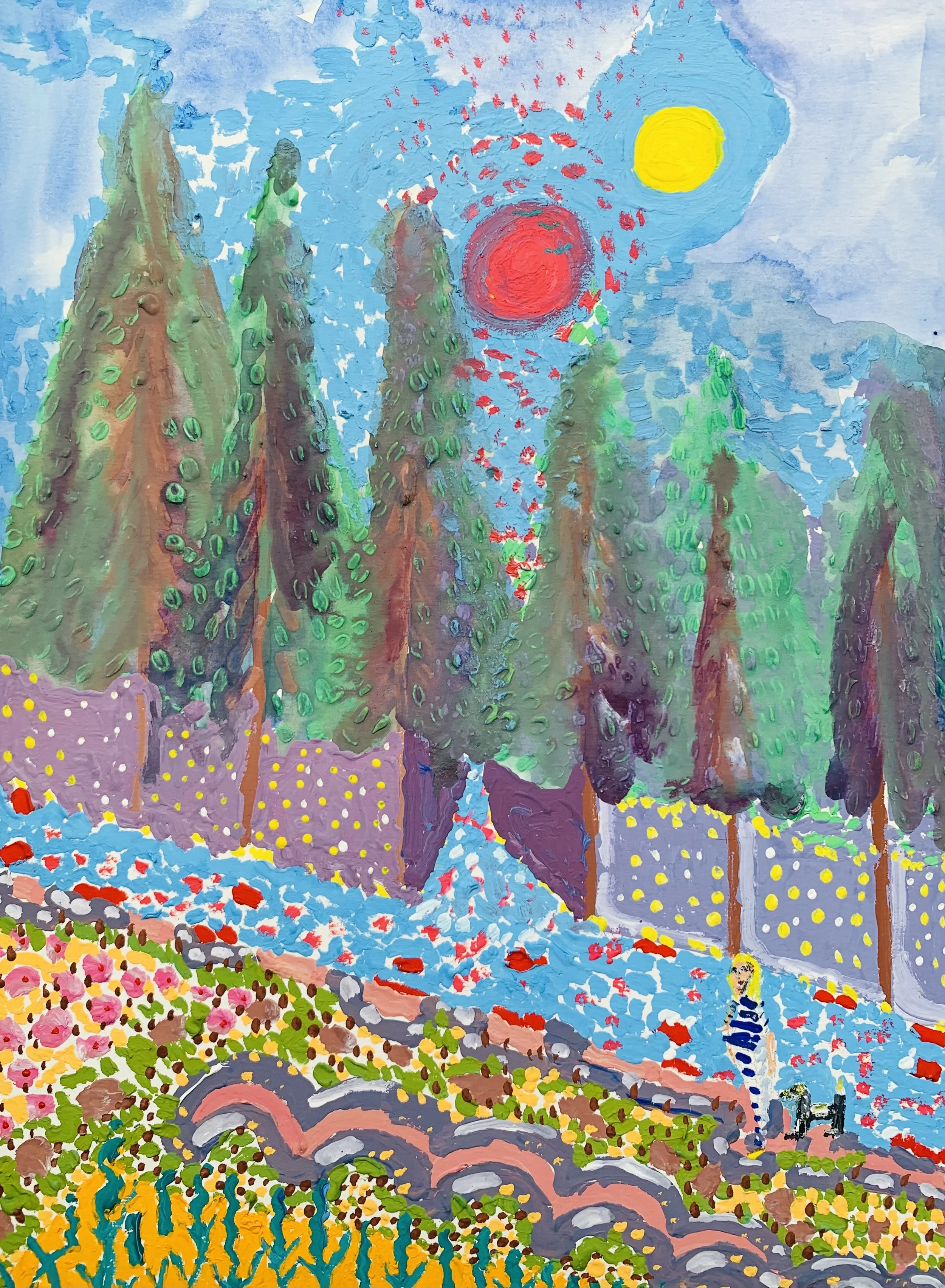  Kavanayén, the sun and &nbsp;the moon. 2025  Gouache on paper 9 x 12 in 22.9 x 30.5 cm 
