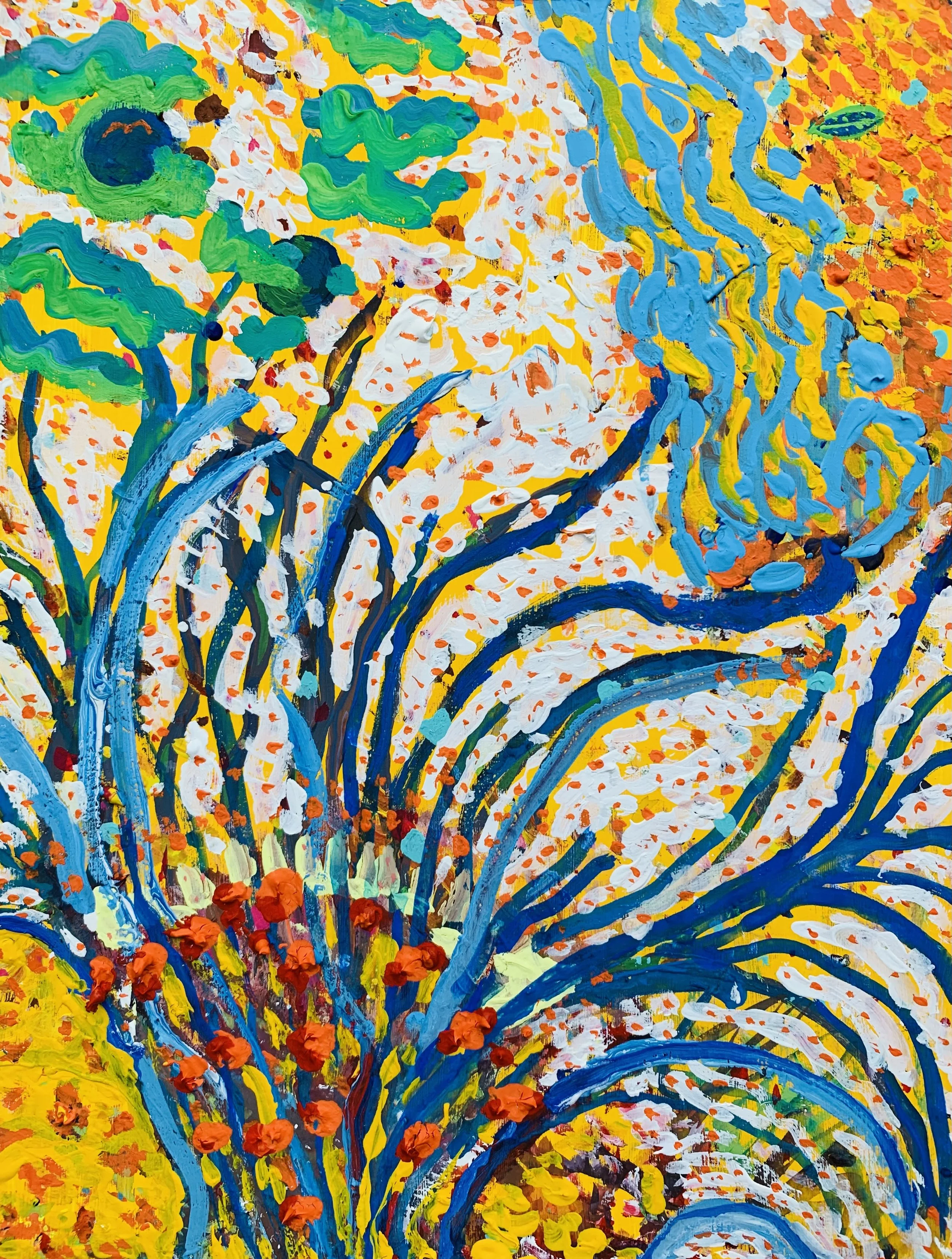  Kavanayén, double moonight. 2025  Gouache on paper 9 x 12 in 22.9 x 30.5 cm 