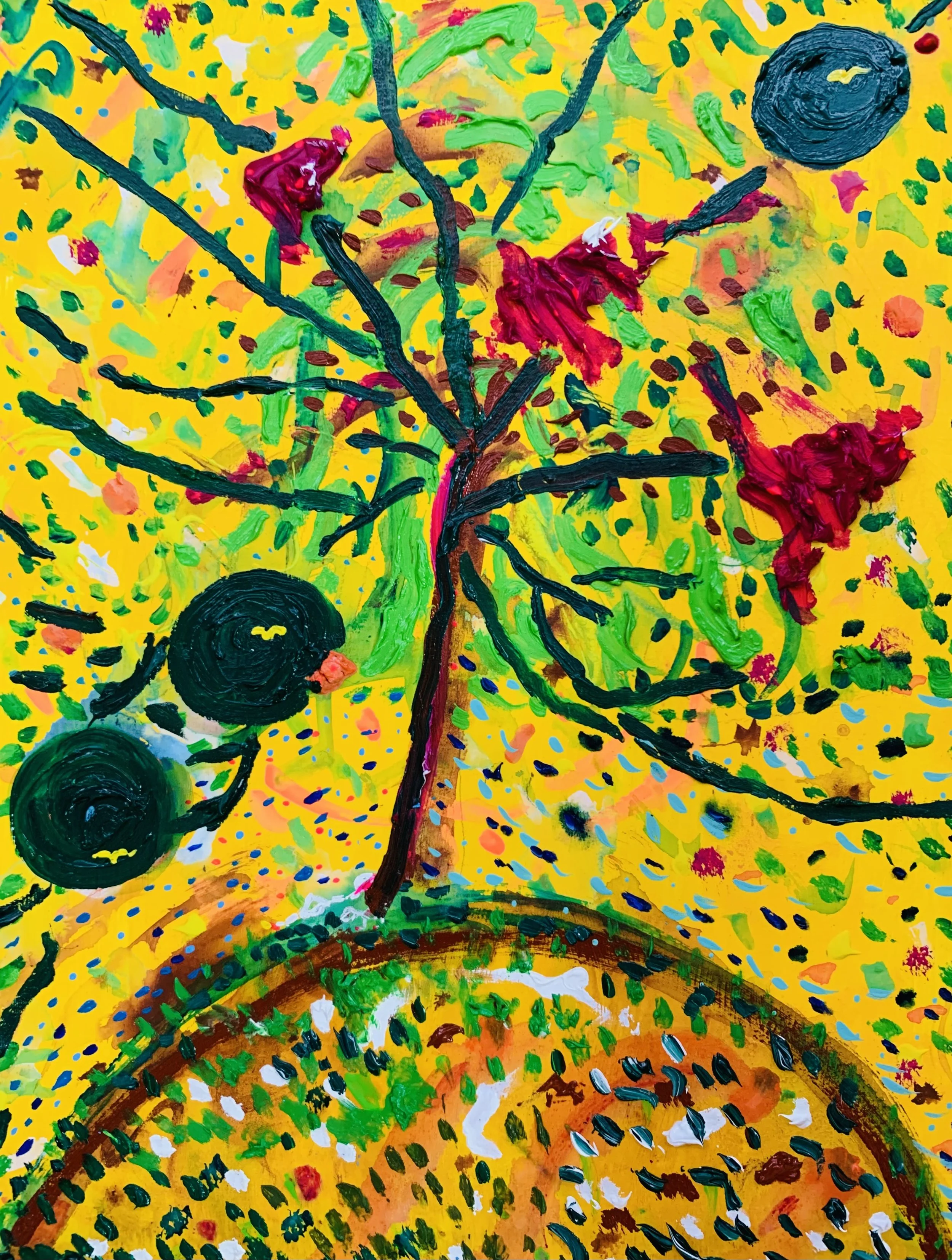  Kavanayén, three moons. 2025  Gouache on paper 9 x 12 in 22.9 x 30.5 cm 