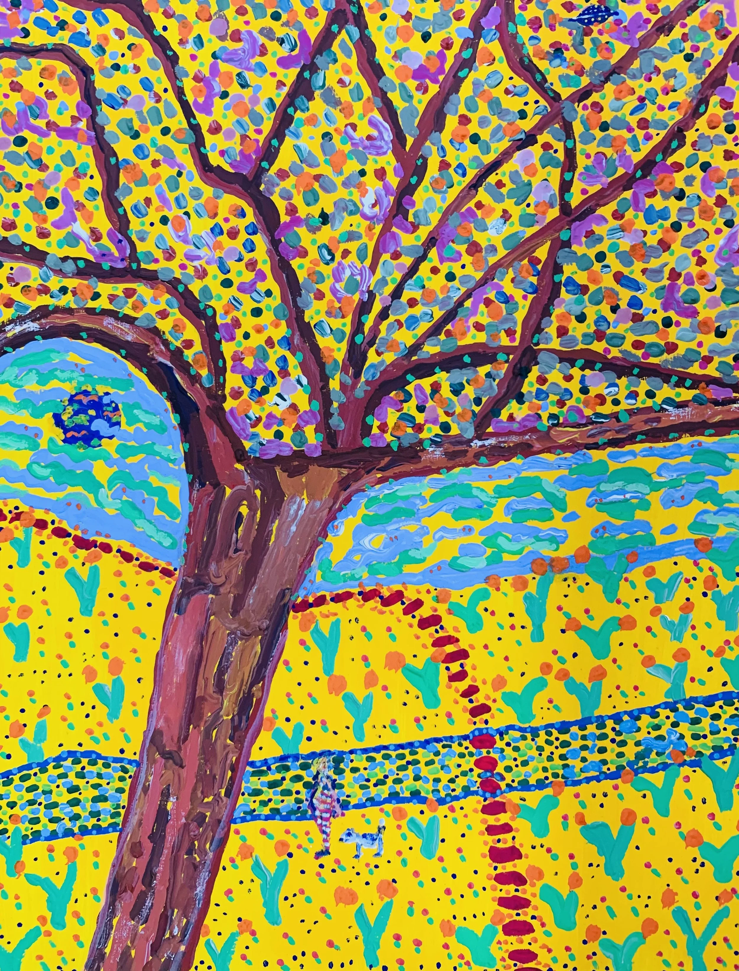  Kavanayén, under the great tree. 2025  Gouache on paper 9 x 12 in 22.9 x 30.5 cm 
