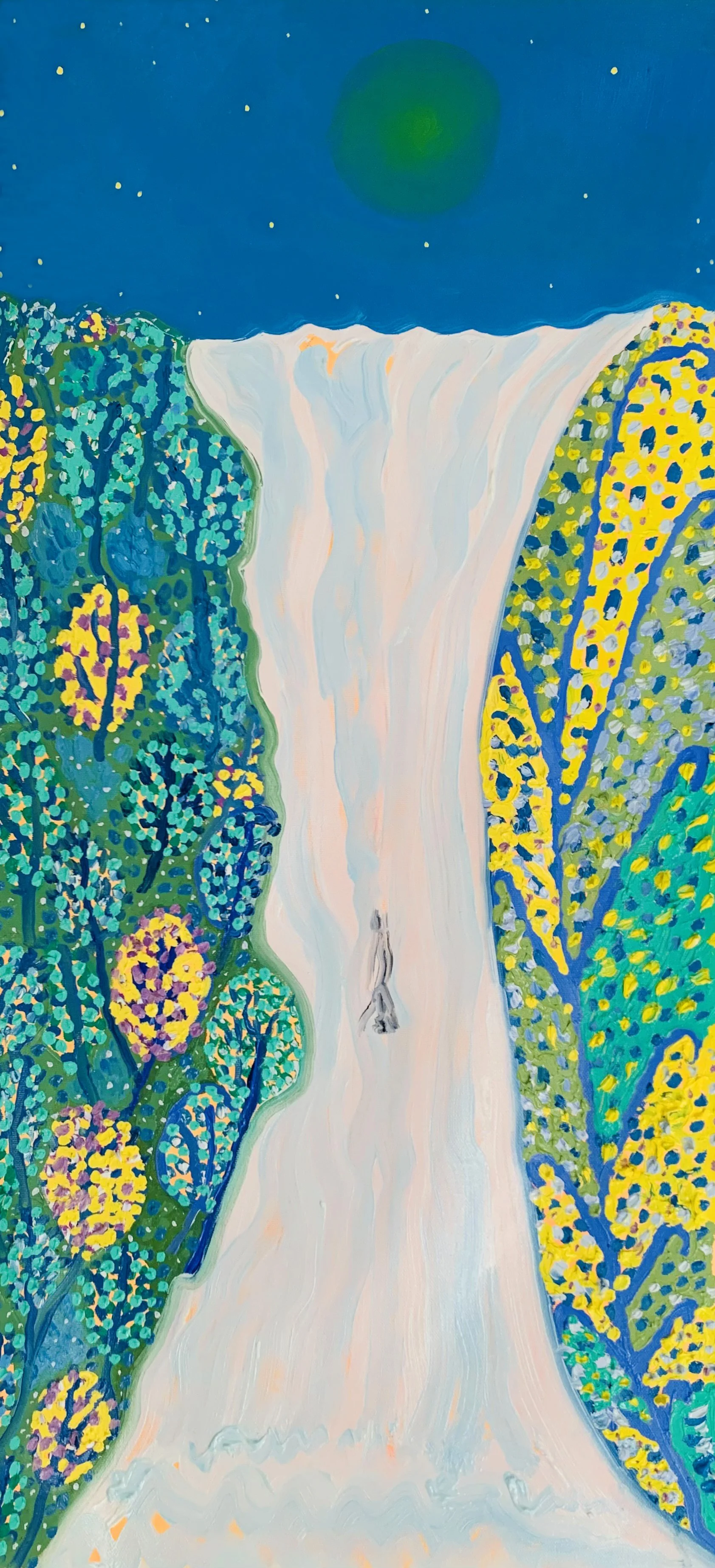  Kavanayén, Karuay Meru.&nbsp;2025  Oil on Canvas 30 x 14 in 76 x 36 cm 