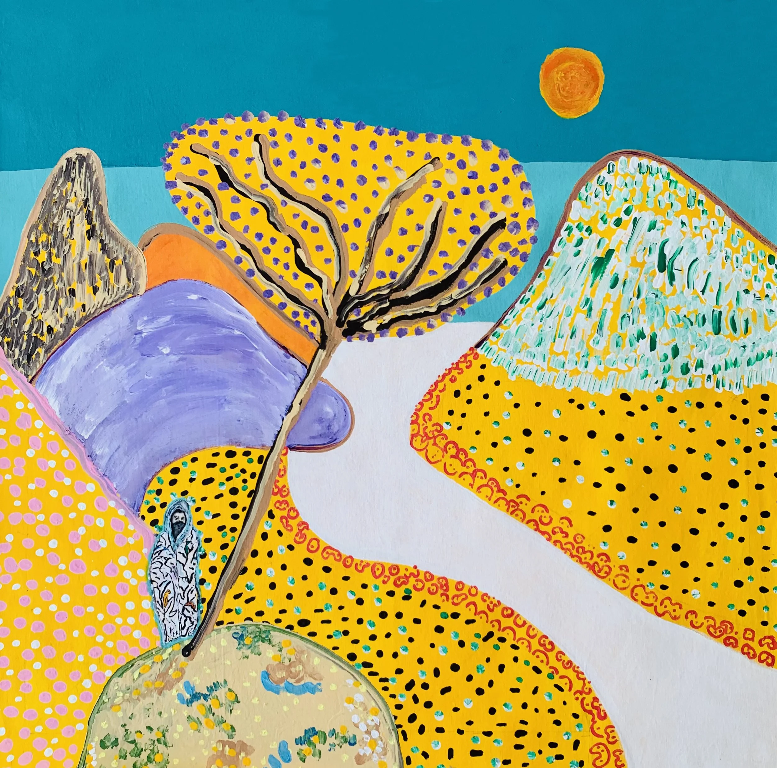 Kavanayén, rebirth, río Orinoco. 2025 Gouache on canvas 41 × 41 in 104 × 104 cm