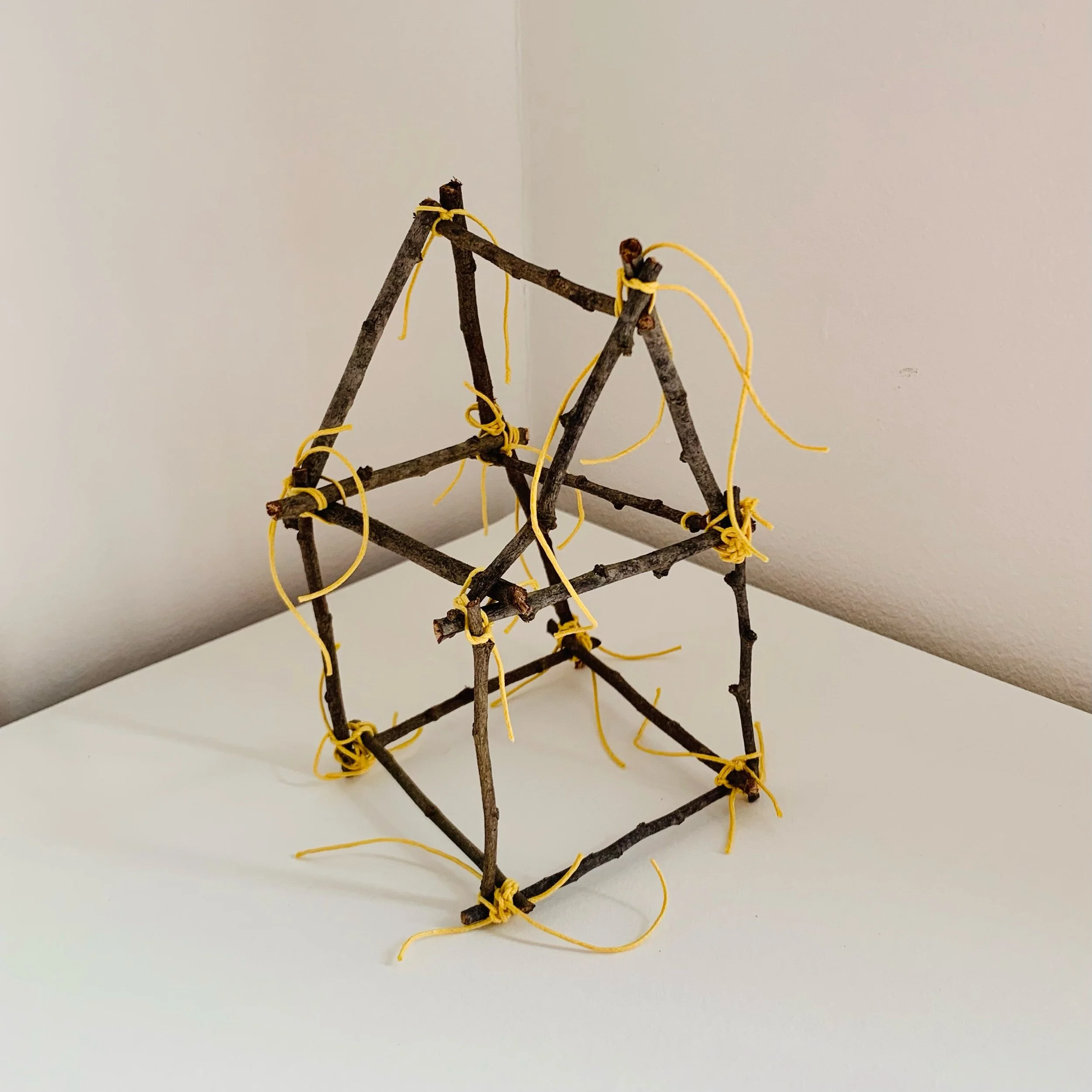  Kavanayén. Home. 2025  Tree branches and cord 12 × 12 in 5 × 5 cm 