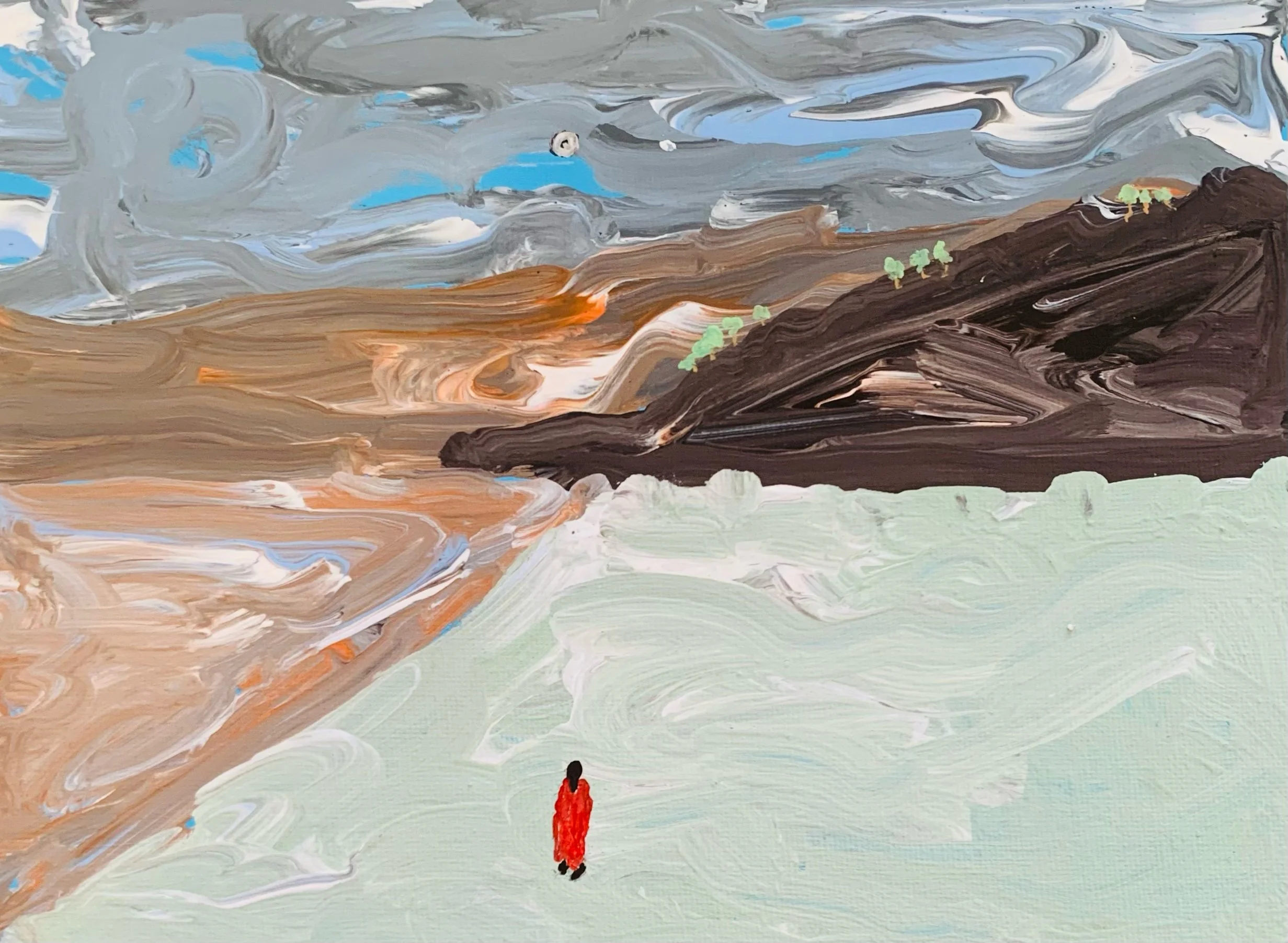  Kavanayén 01. Solely, Río Orinoco. 2025  Gouache on canvas 9.5 × 7.1 in 24 × 18 cm 