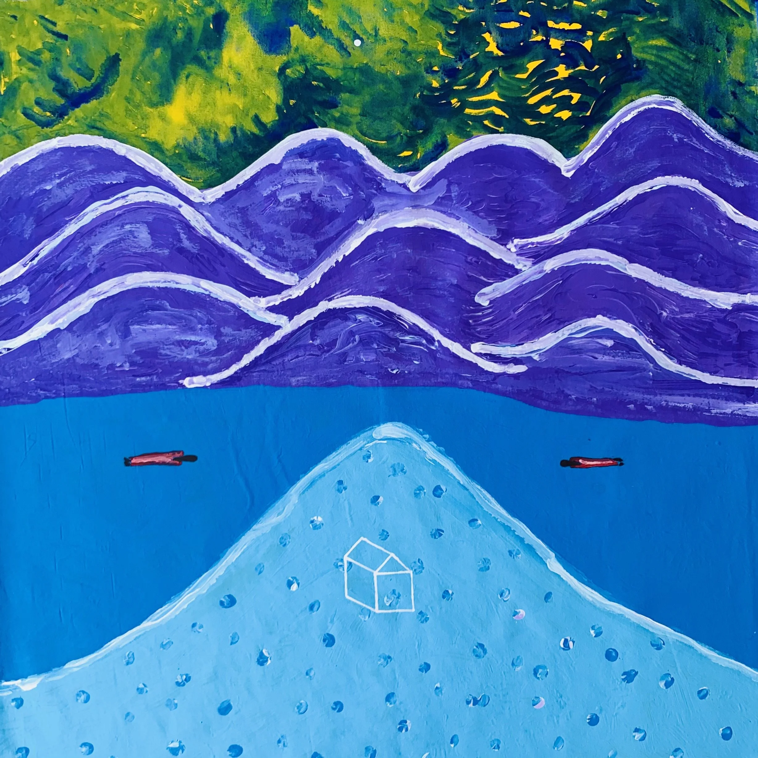  Kavanayén 05. Where is home?. Río Orinoco. 2025. Gouache on canvas 44 × 44 in 111 × 111 cm 
