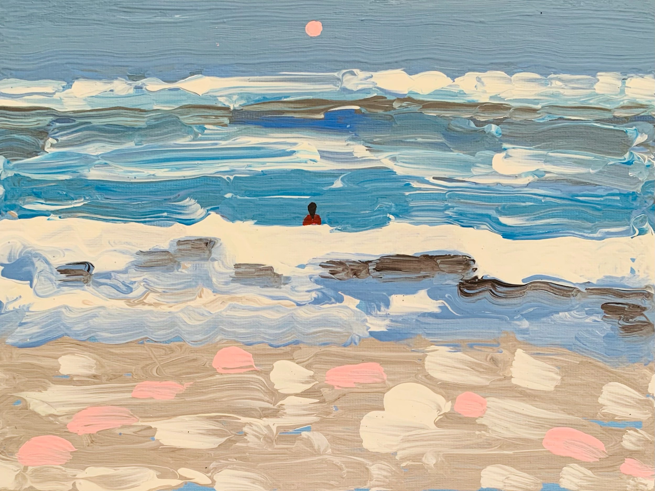  Kavanayén 01. Total surrender. Río Orinoco. 2025  Gouache on canvas 5.8 × 8.2 in 14.8 × 21 cm 