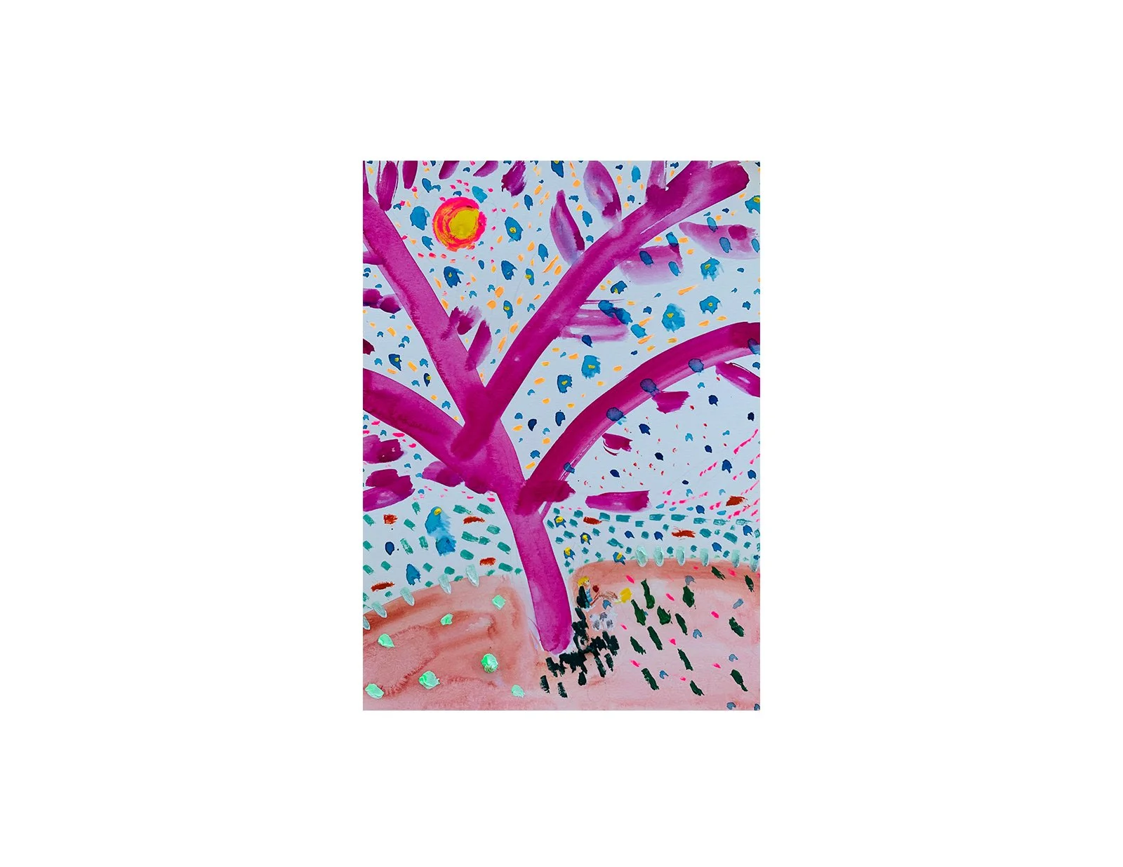  Kavanayén, árbol violeta. 2025  Watercolor and oil on paper 9 x 12 in 22.9 x 30.5 cm 