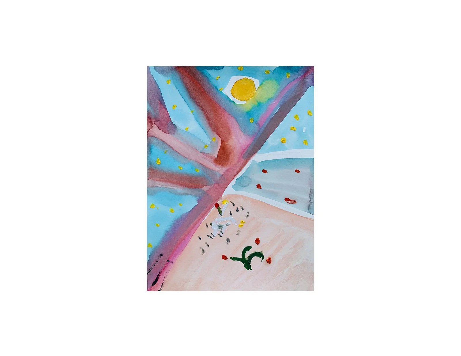  Kavanayén, árbol inclinado. 2025  Watercolor and oil on paper 9 x 12 in 22.9 x 30.5 cm 