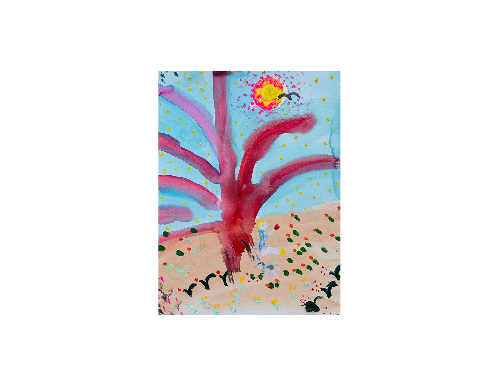  Kavanayén, árbol de rosa. 2025  Watercolor and oil on paper 9 x 12 in 22.9 x 30.5 cm 