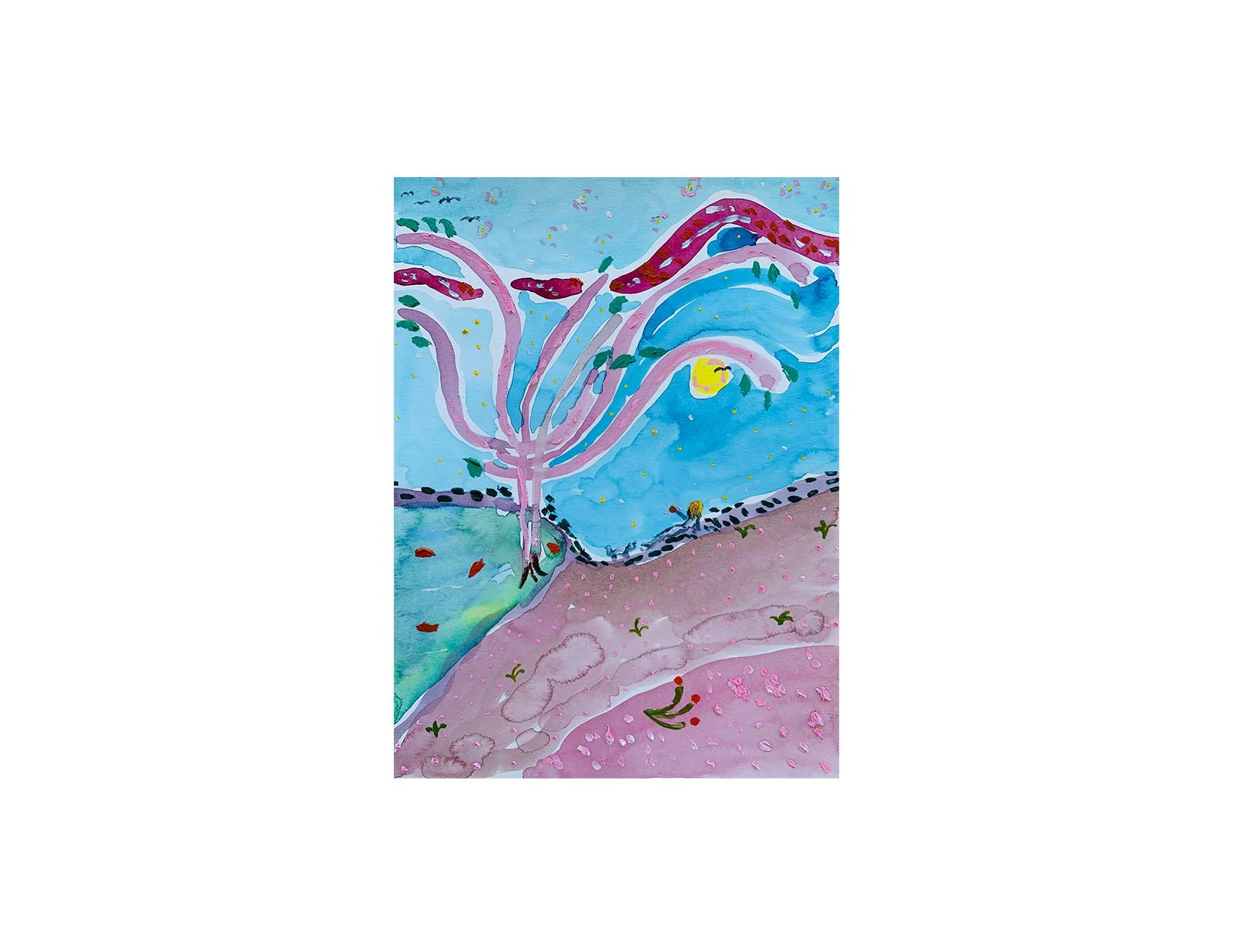  Kavanayén, época de viento. 2025  Watercolor and oil on paper 9 x 12 in 22.9 x 30.5 cm 