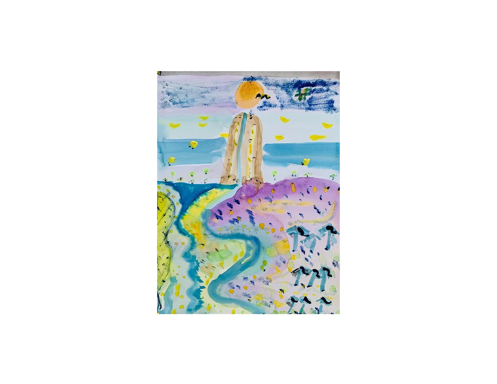  Kavanayén, Salto Ángel in a dream, 2025  Water color and oil on paper 9 x 12 in 22.9 x 30.5 cm 