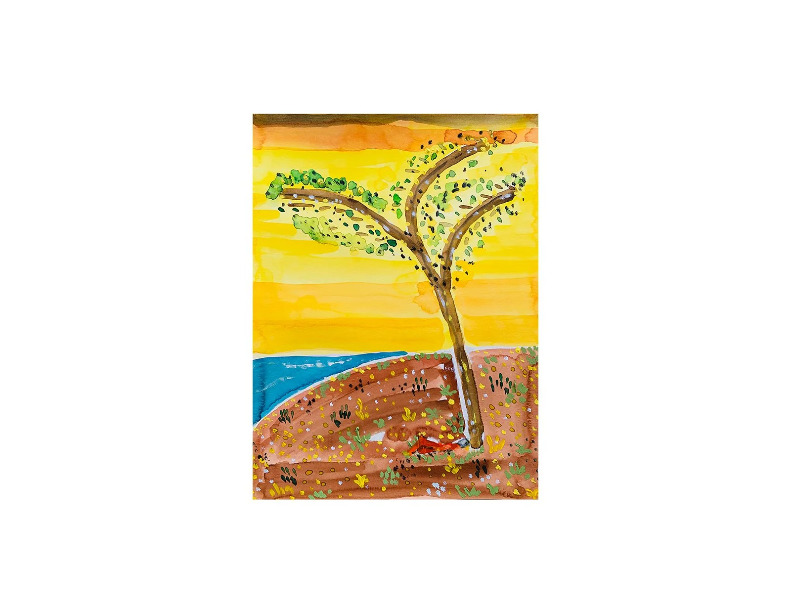  Kavanayén, Nosotros vivimos bajo e` la matica, 2025  Water color and oil on paper 9 x 12 in 22.9 x 30.5 cm 