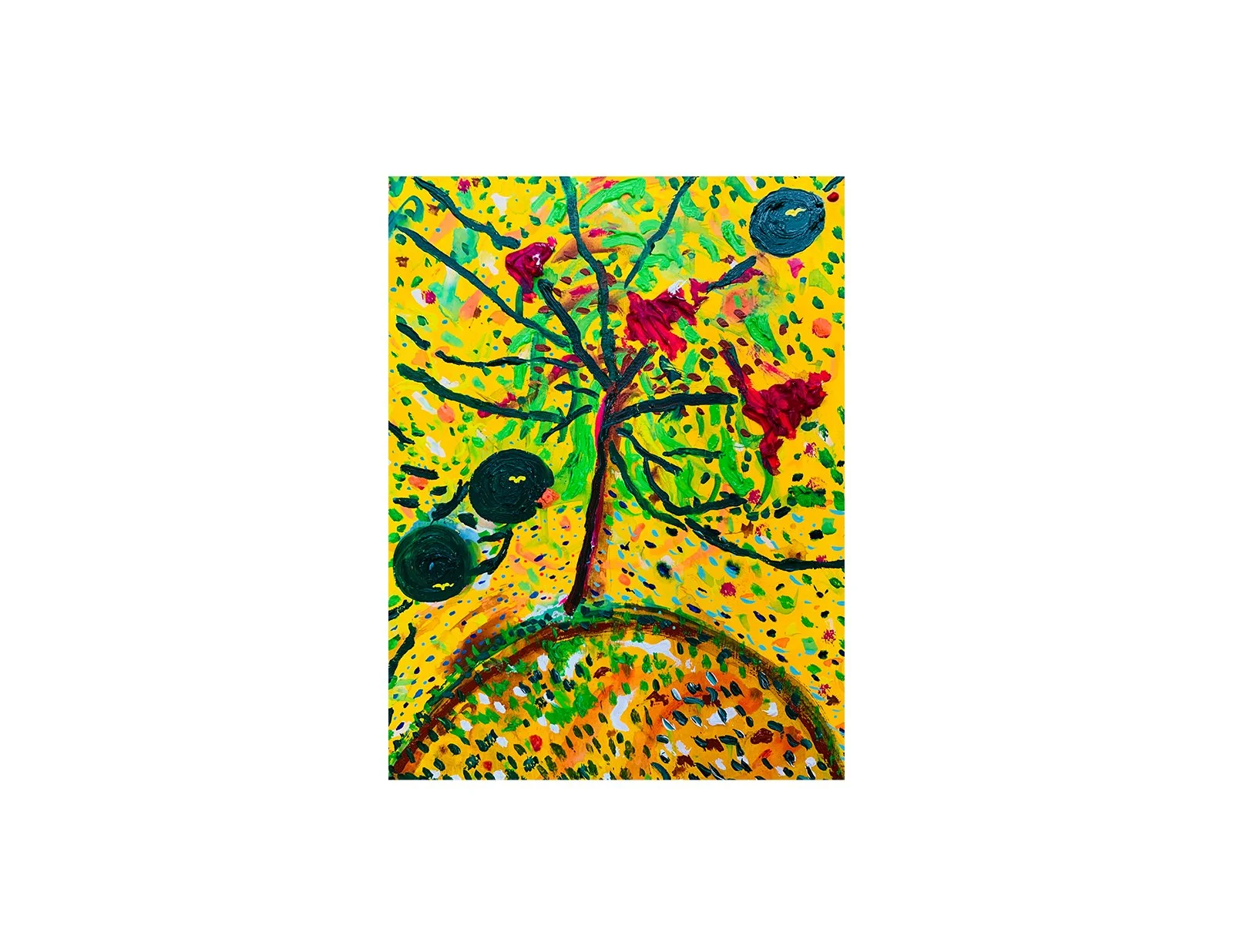  Kavanayén, three moons. 2025  Gouache on paper 9 x 12 in 22.9 x 30.5 cm 