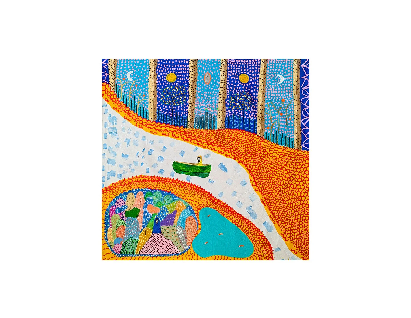  Kavanayén 04. Bi-vidas. Orinoco river. 2025  Gouache on canvas 36 × 36 in 91 × 91 cm 