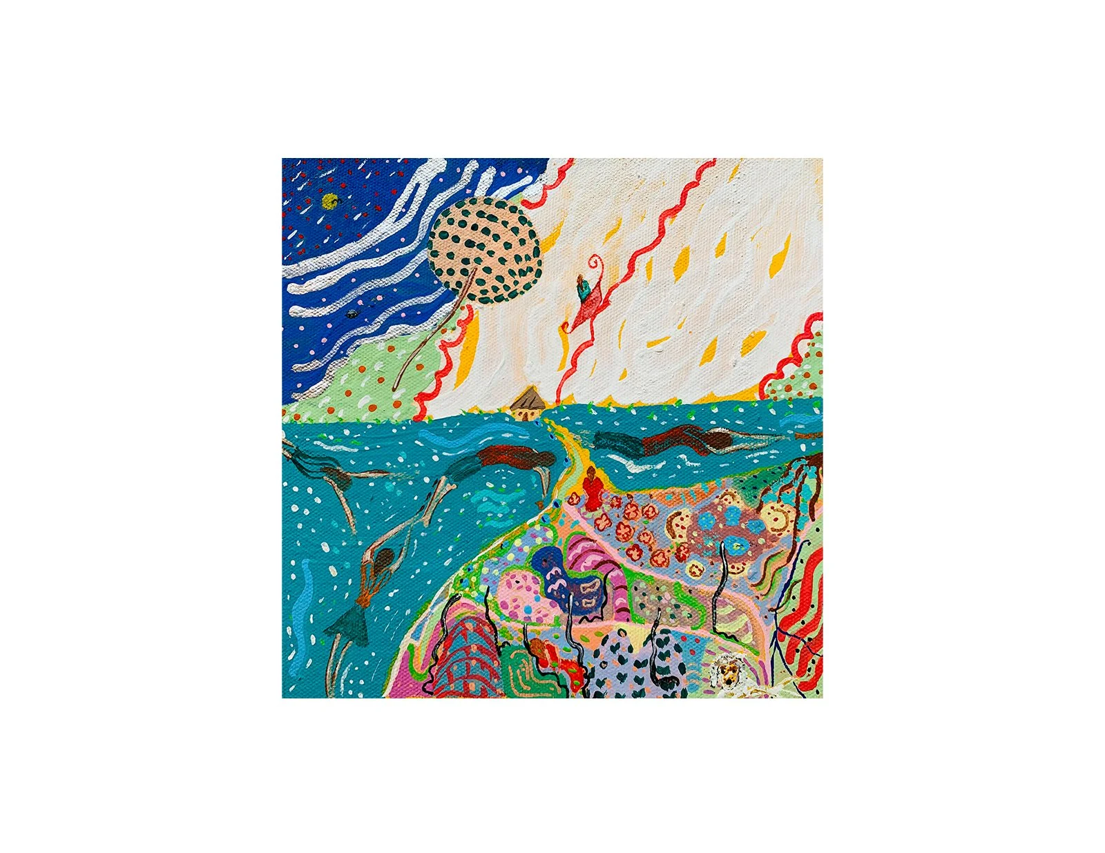  Kavanayén 04. Mujeres entrelazadas. Río Orinoco. 2025  Gouache on canvas 8 × 8 in 20 x 20 cm 