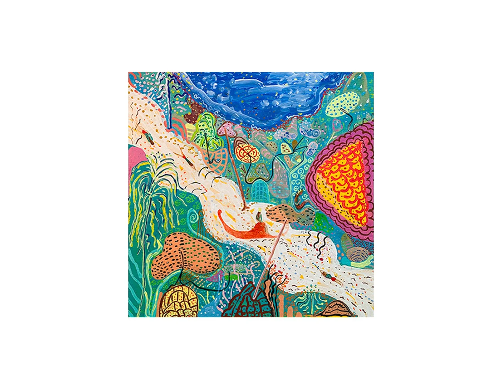  Kavanayén 04. Mundos entrelazados. Río Orinoco. 2025  Gouache on canvas 20 × 20 in 52 x 52 cm 