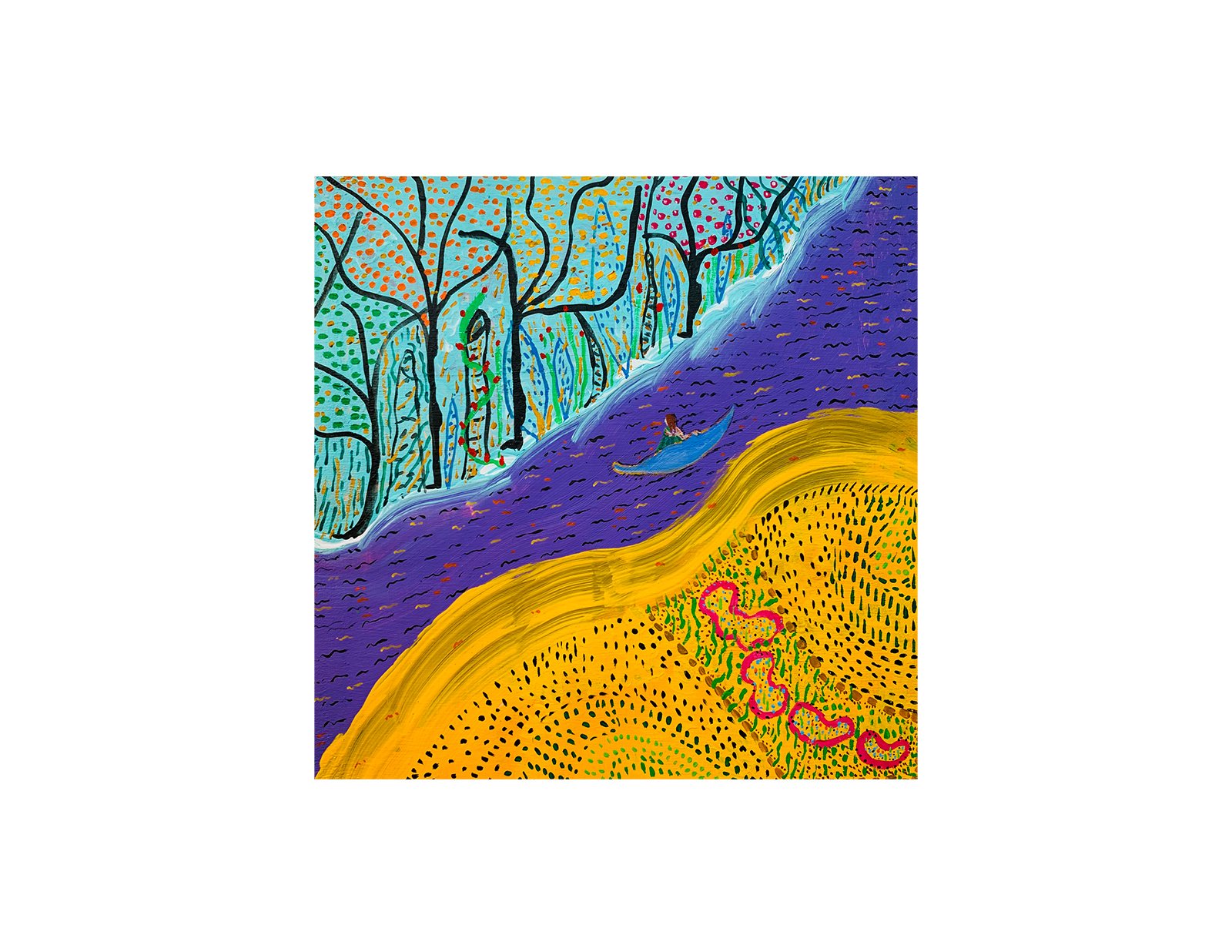  Kavanayén 04. Navigating. Orinoco river. 2025  Gouache on canvas 11 x 11 in 28 x 28 cm 