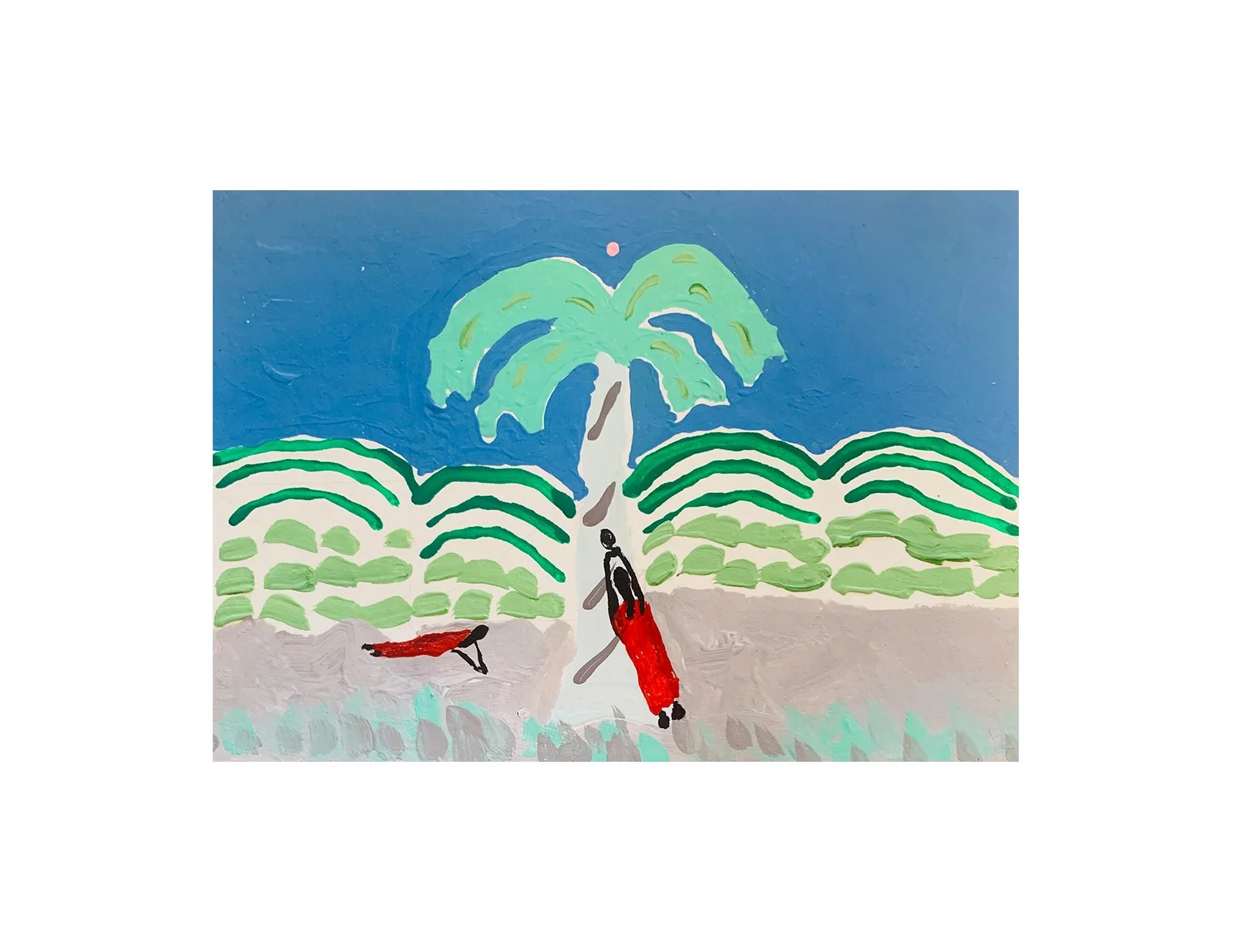  Kavanayén 01. Reaching out coconut. Río Orinoco. 2025   Gouache on paper 5.8 × 8.2 in 14.8 × 21 cm 